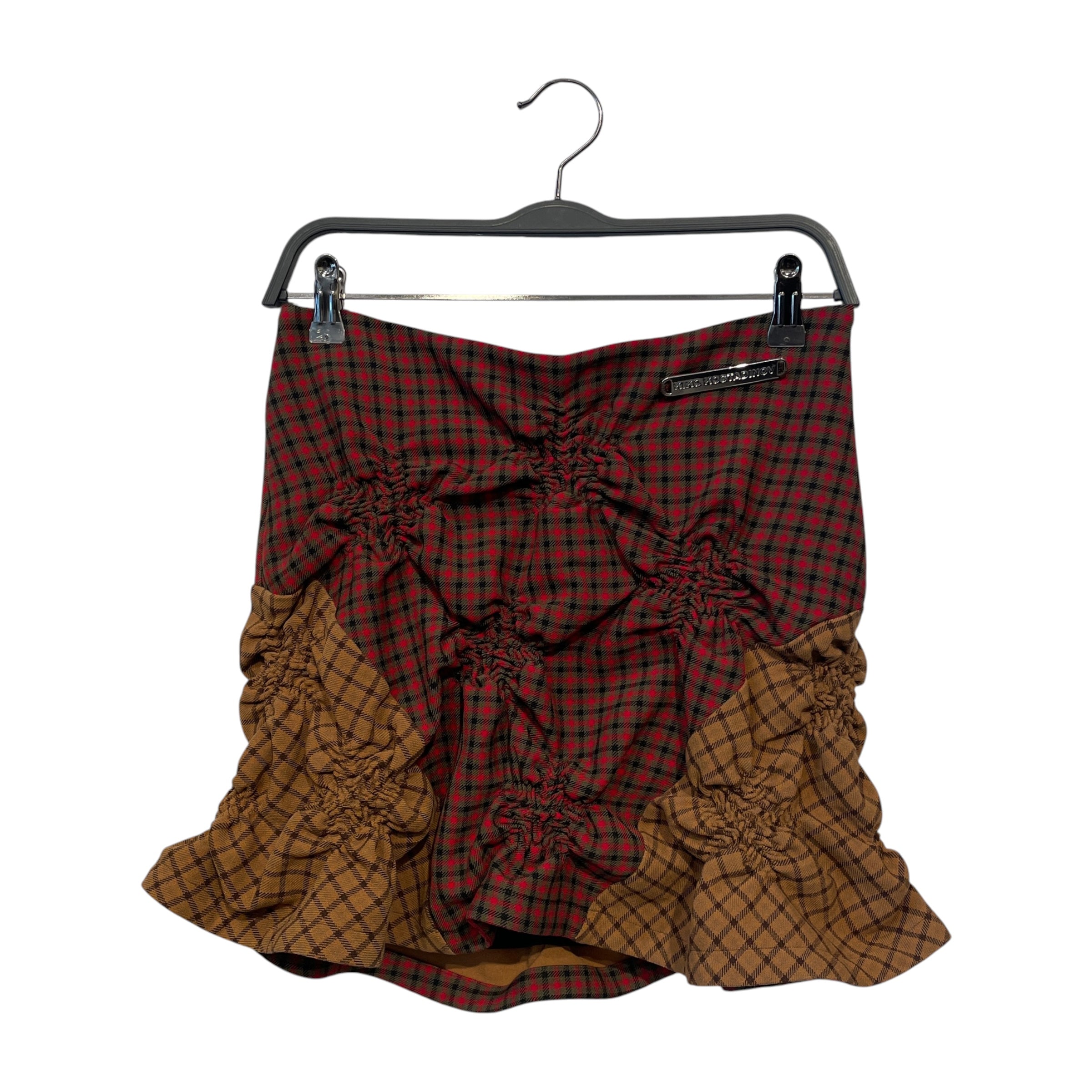 Kiko Kostadinov/Heaven By Marc Jacobs/Skirt/S/Plaid/Cotton/RED/RUCHED MINI SKIRT view 1
