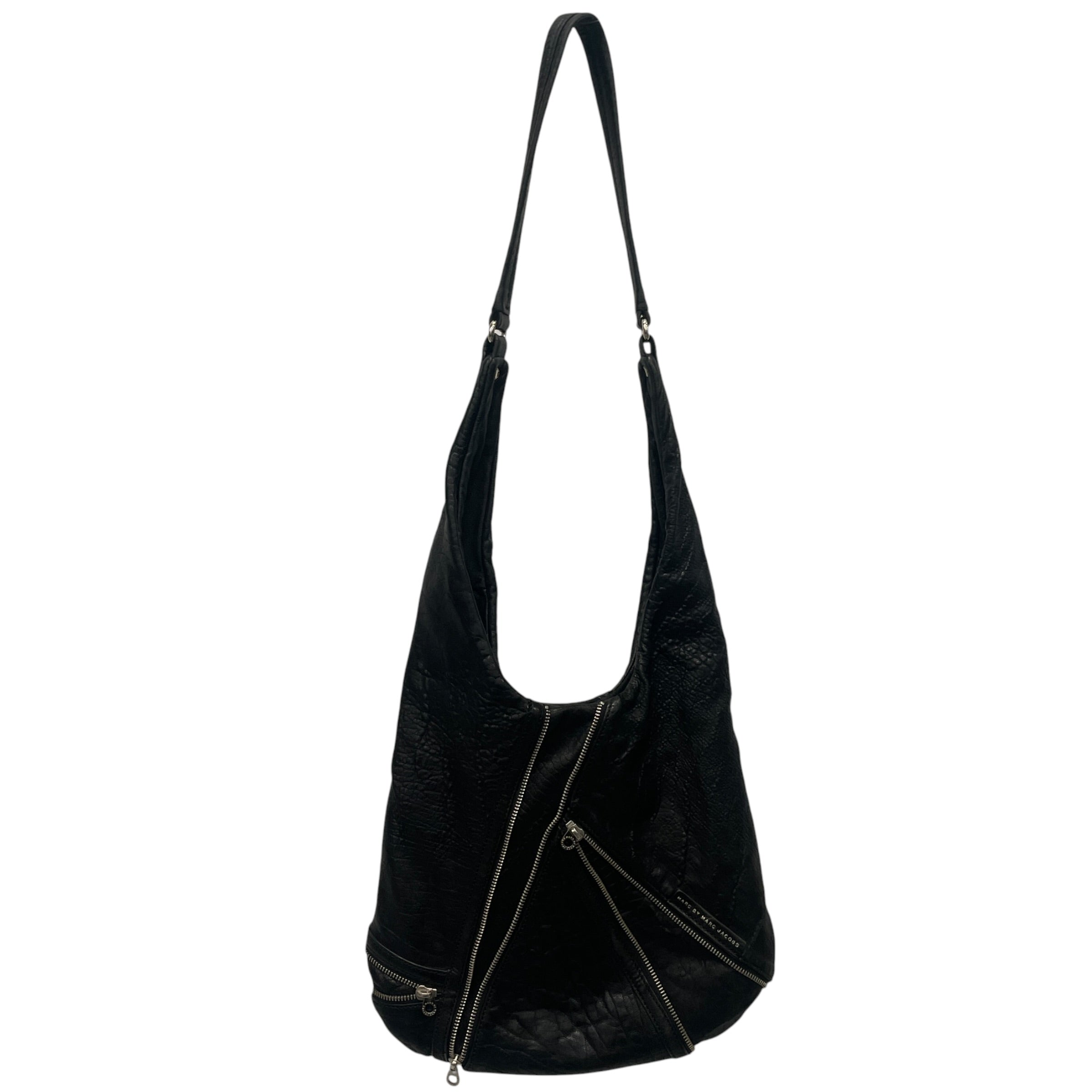 MARC BY MARC JACOBS/Cross Body Bag/Leather/BLK/ZIPPERS / HOBO view 1