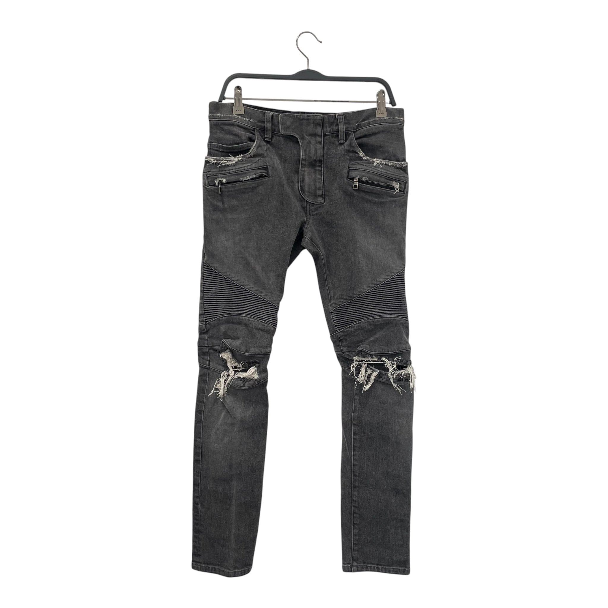 BALMAIN/Skinny Pants/30/Denim/GRY/DISTRESSED MOTO view 1