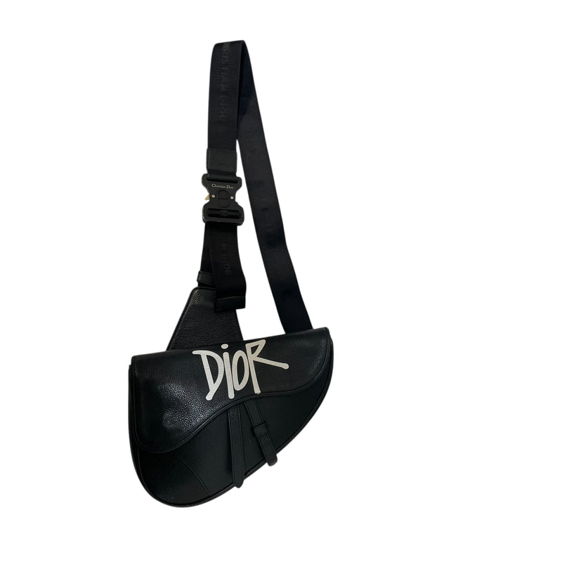 Christian Dior/STUSSY/Cross Body Bag/S/Leather/BLK/