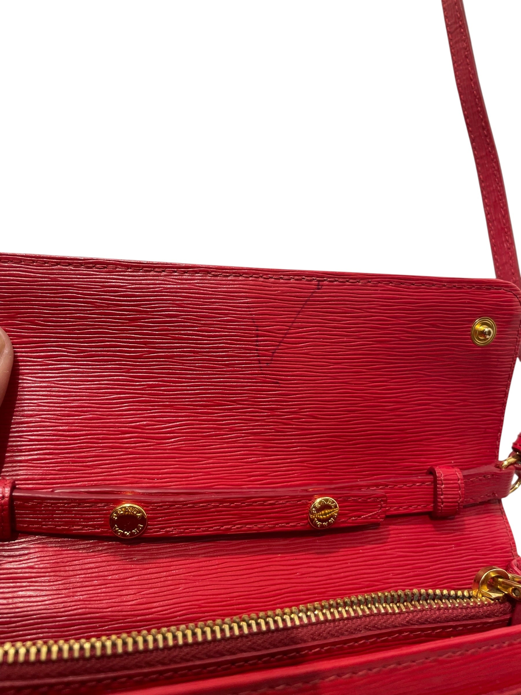 PRADA/Pouch/Leather/RED/Strap Wallet view 6