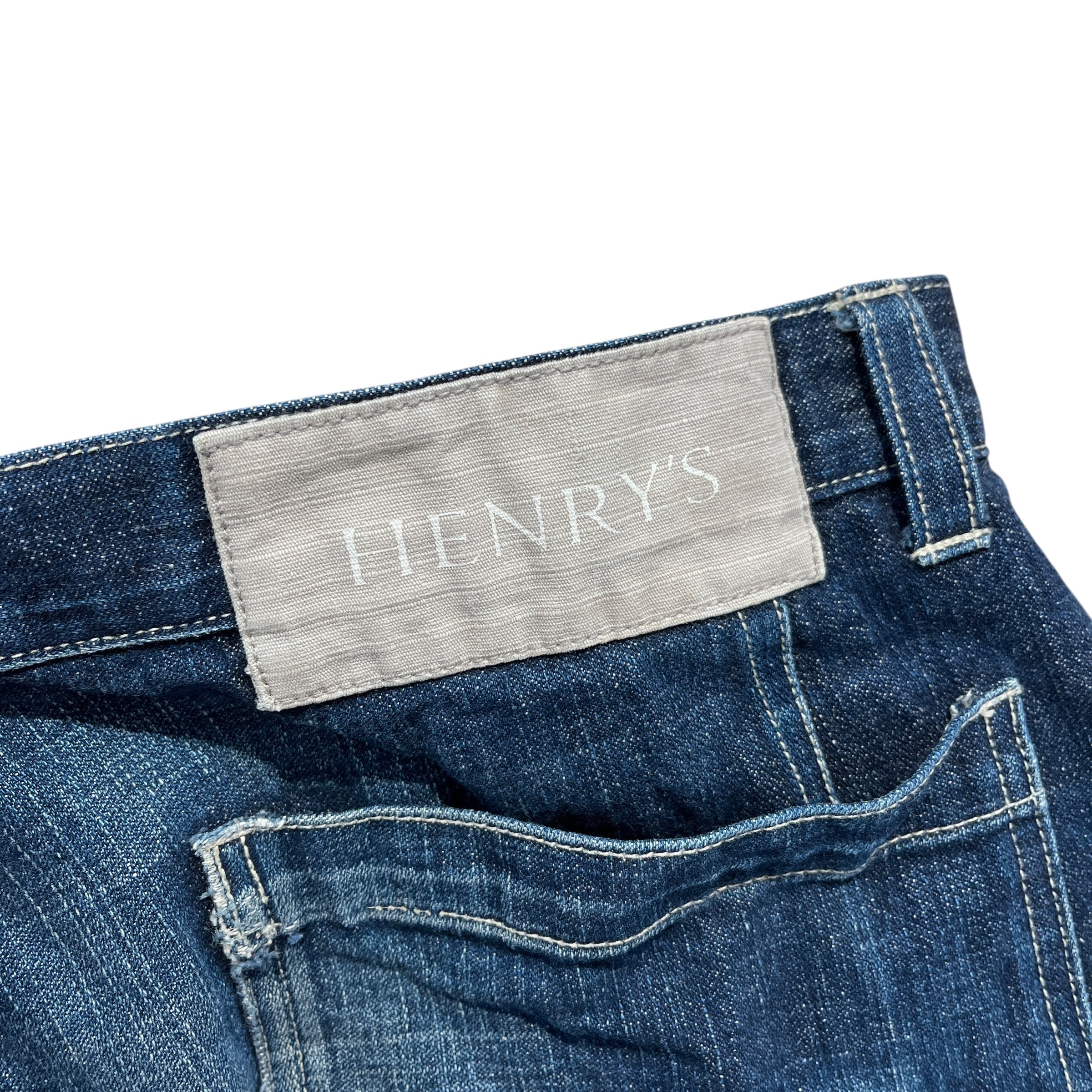 HENRY'S/Straight Pants/36/Denim/NVY/WHITE STITCHING TEAR LEFT PKT view 3