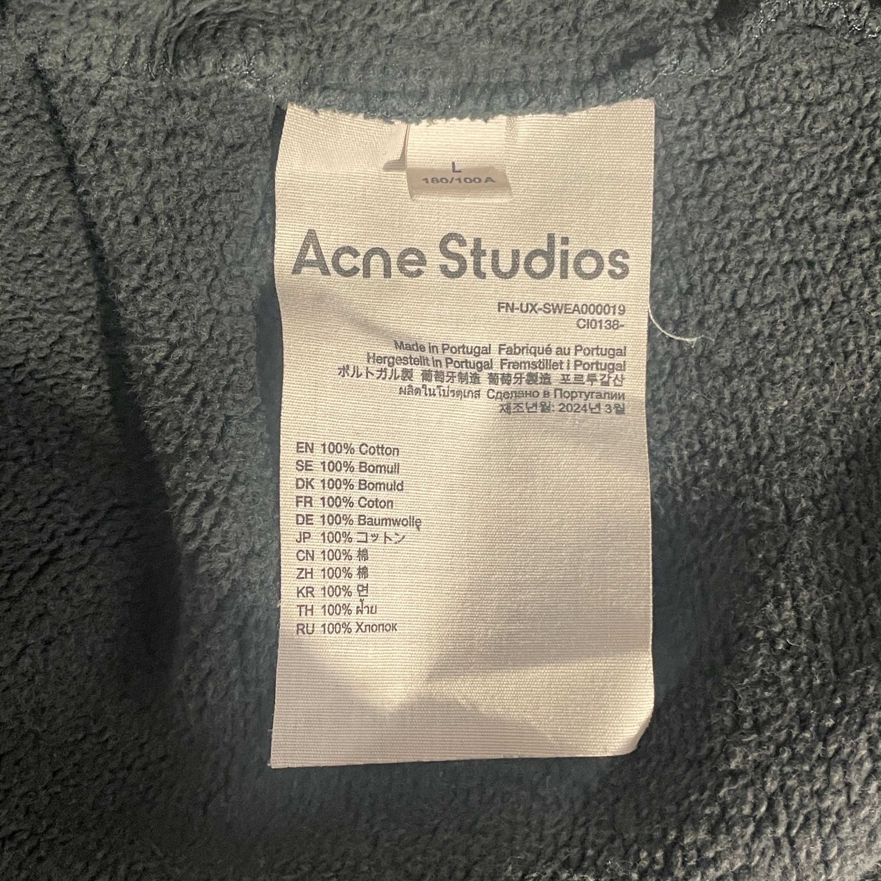 Acne Studios/Hoodie/L/Cotton/GRY/overwashed view 3