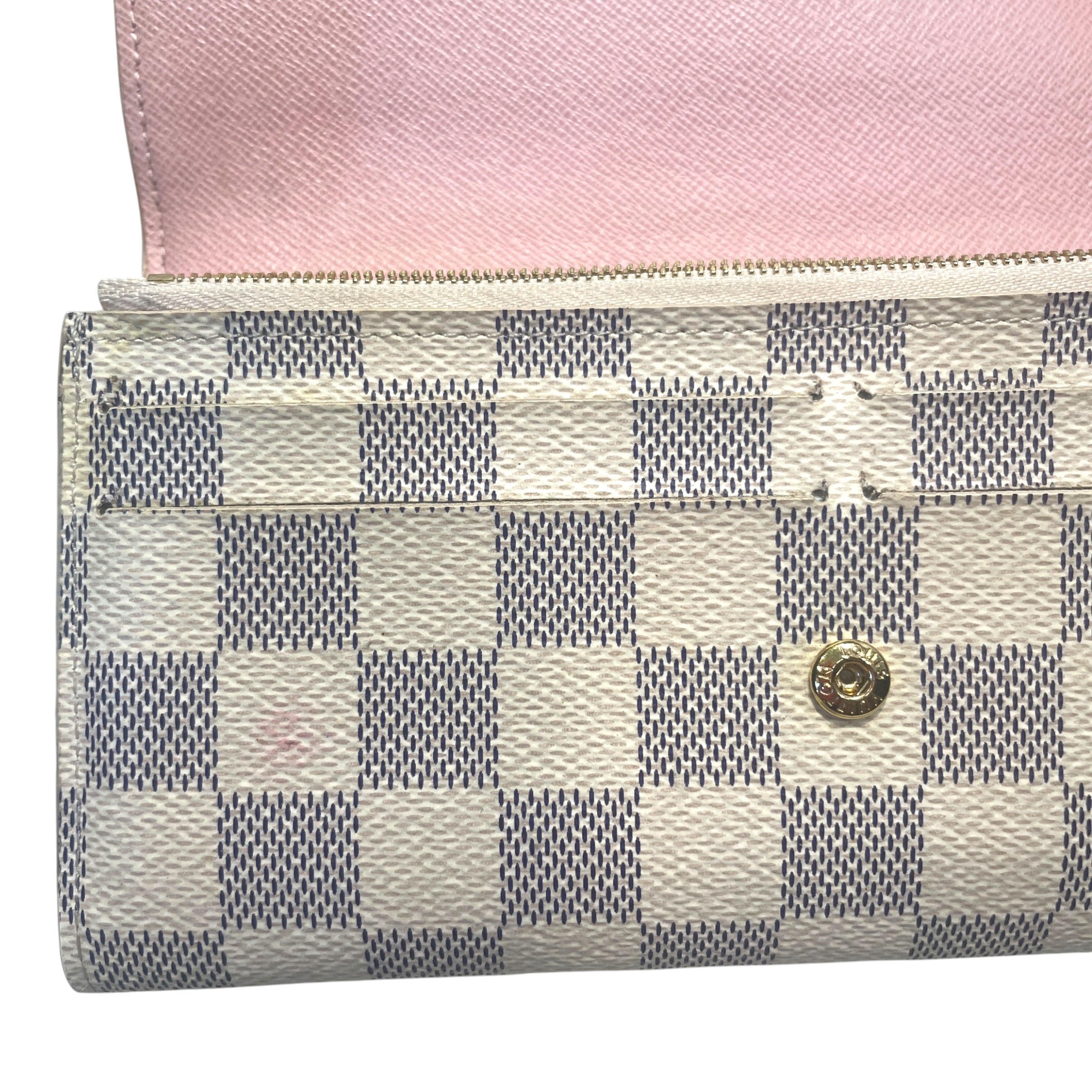LOUIS VUITTON/Long Wallet/Monogram/Leather/WHT/L's/Damier Azur Emilie Pink Wallet view 6