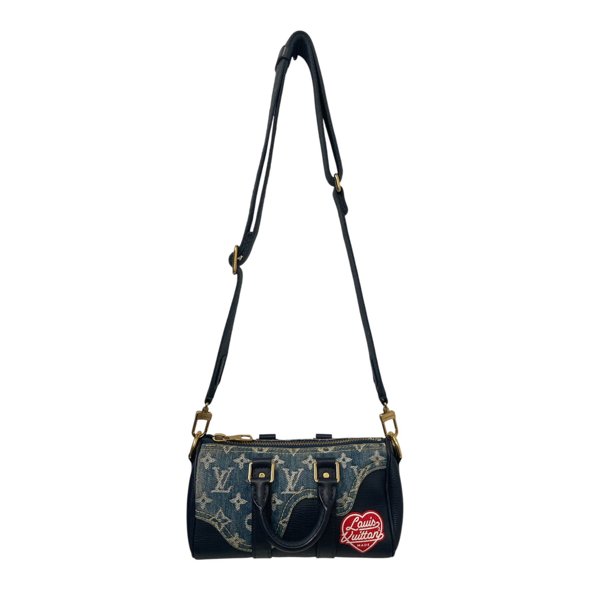 LOUIS VUITTON/Bag/Monogram/Denim/NVY/NIGO KEEPALL XS HEART PATCH view 1