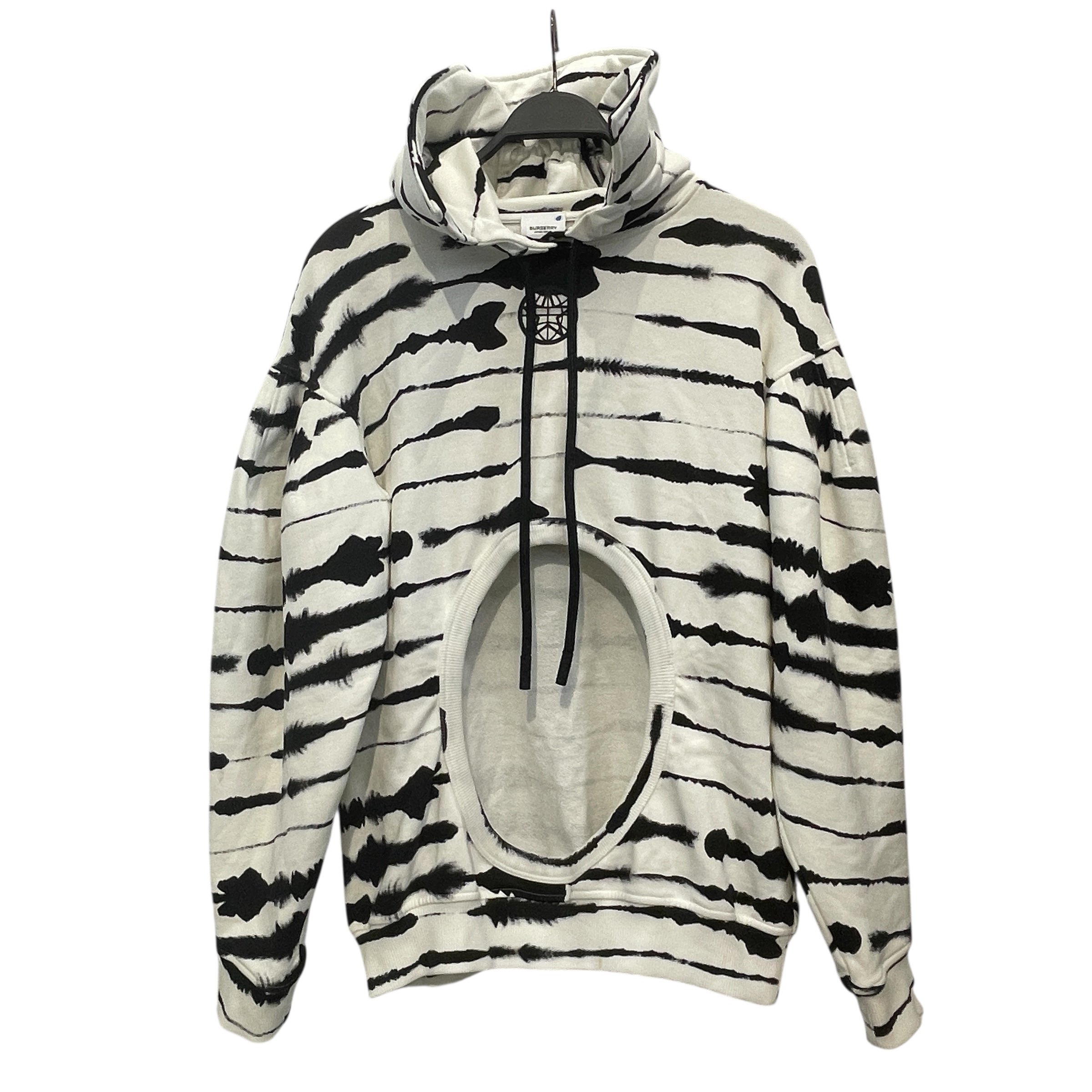 BURBERRY/Hoodie/S/All Over Print/Cotton/WHT/b&w watercolor view 1