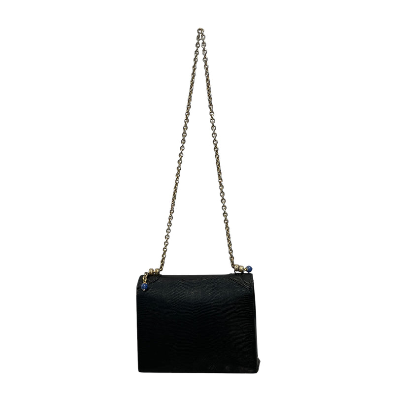 GUCCI/Hand Bag/OS/Leather/BLK/LIZARD SKIN LAPIS STONE BAG