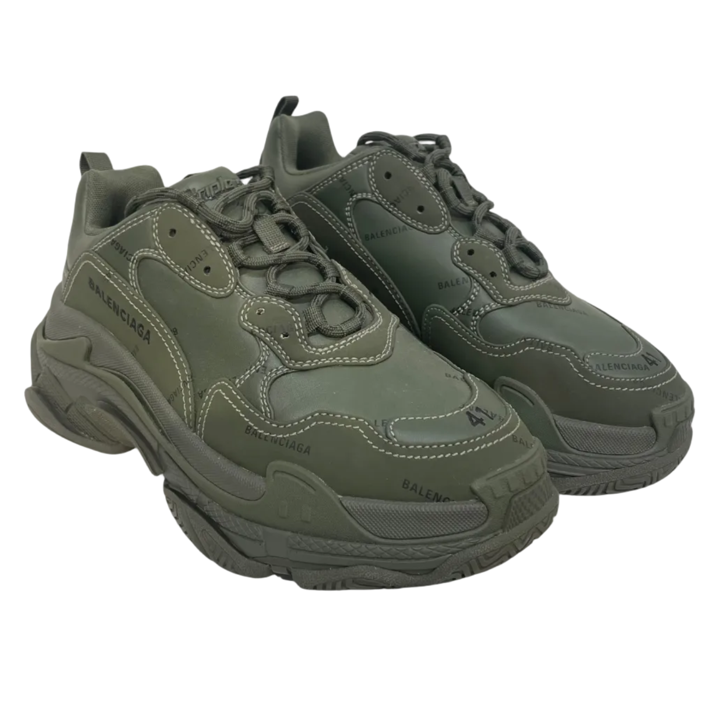 BALENCIAGA/Low-Sneakers/EU 41/Monogram/Leather/GRN/triple s everywhere logo view 1