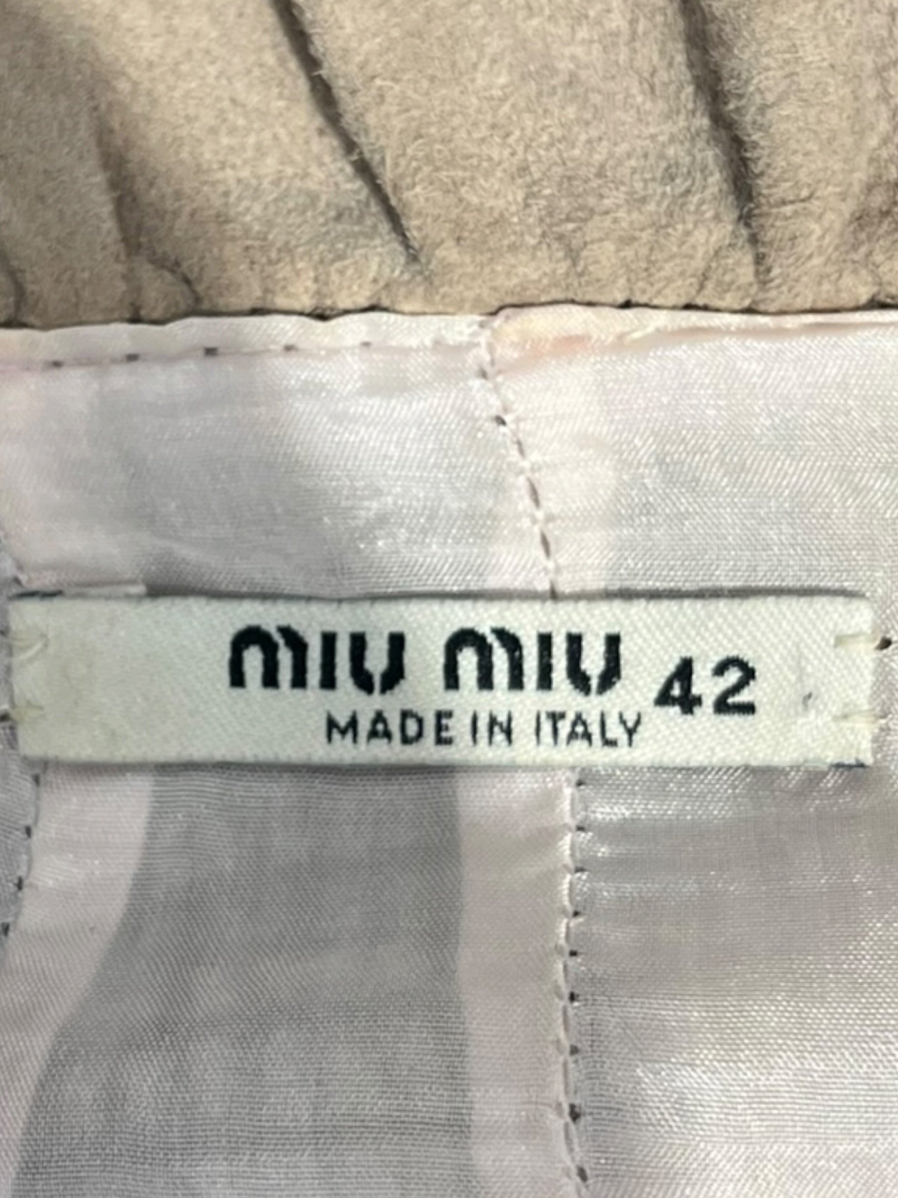 MIU MIU/Skirt/42/Leather/BEG/Midi Length/SINCHED WAIST DETAILS view 3