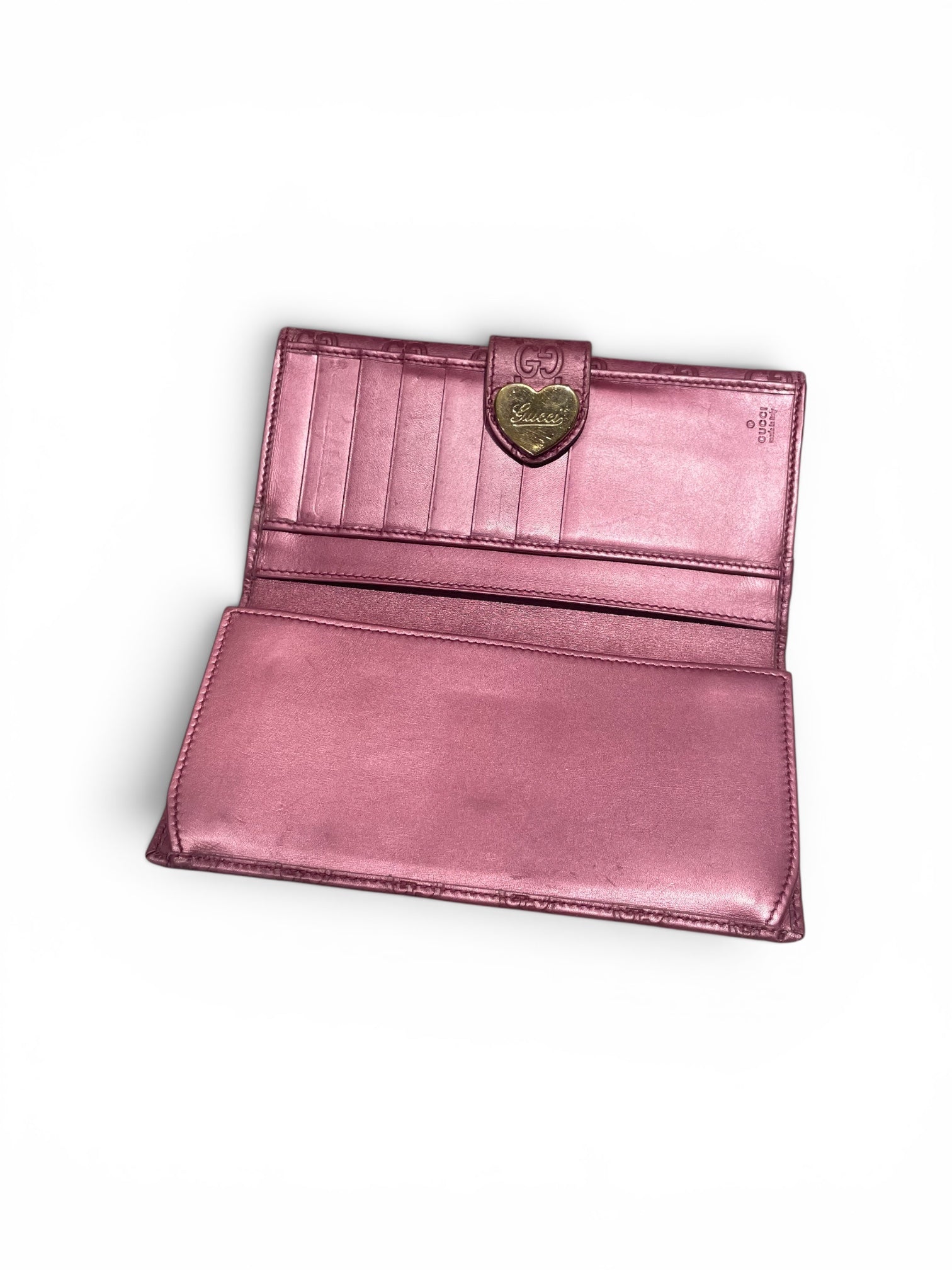 GUCCI/Bifold Wallet/Monogram/Leather/RED/L's/Heart Bit Wallet view 3