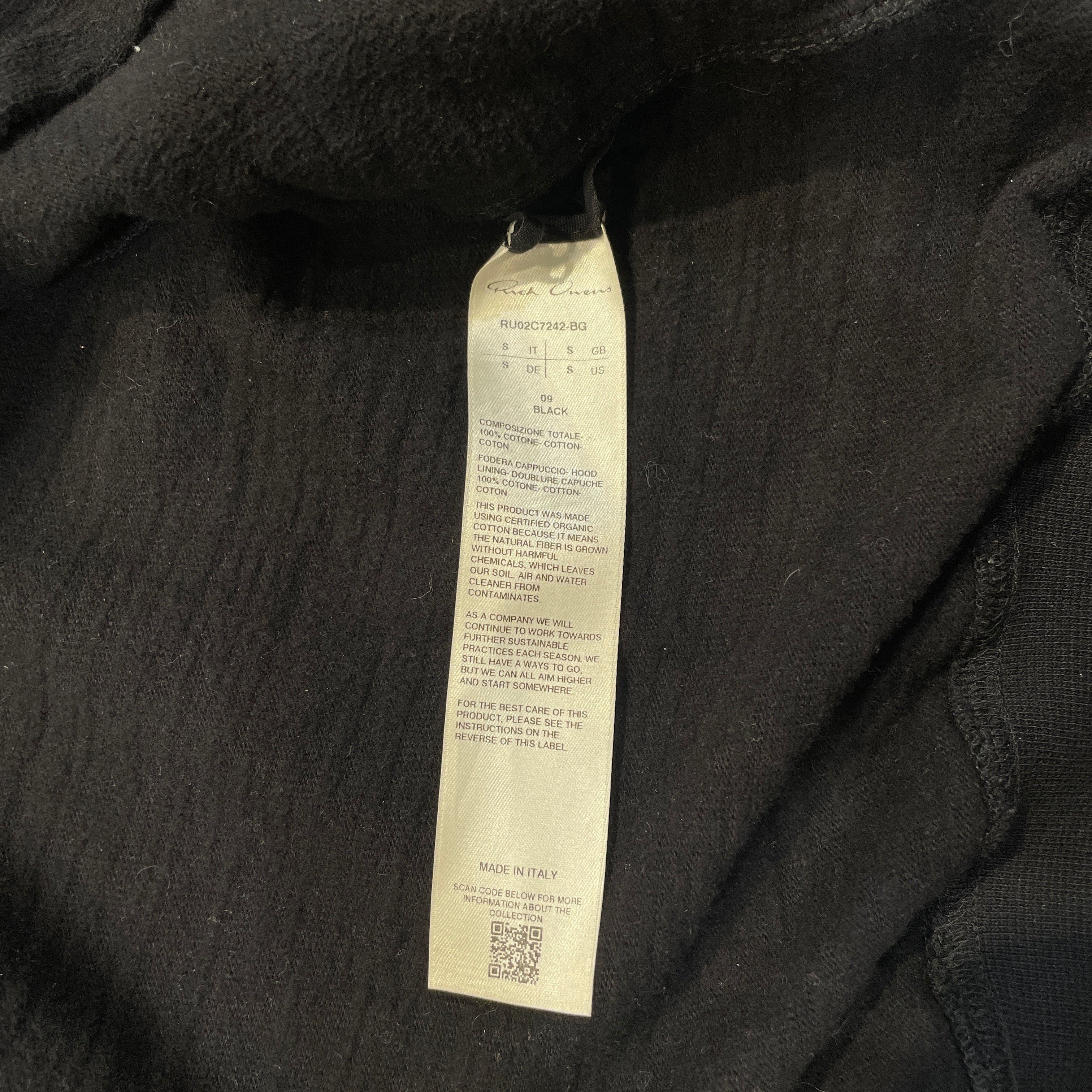 Rick Owens/Hoodie/S/Cotton/BLK/FW 23 Zip up view 4