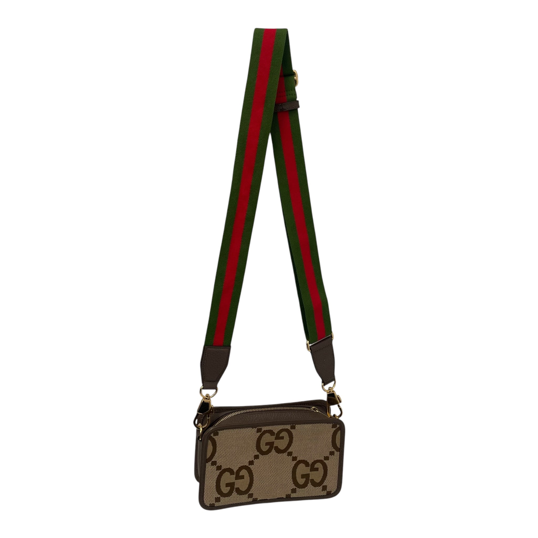GUCCI/Cross Body Bag/All Over Print/Cotton/BRW/Jumbo GG Crossbody view 2