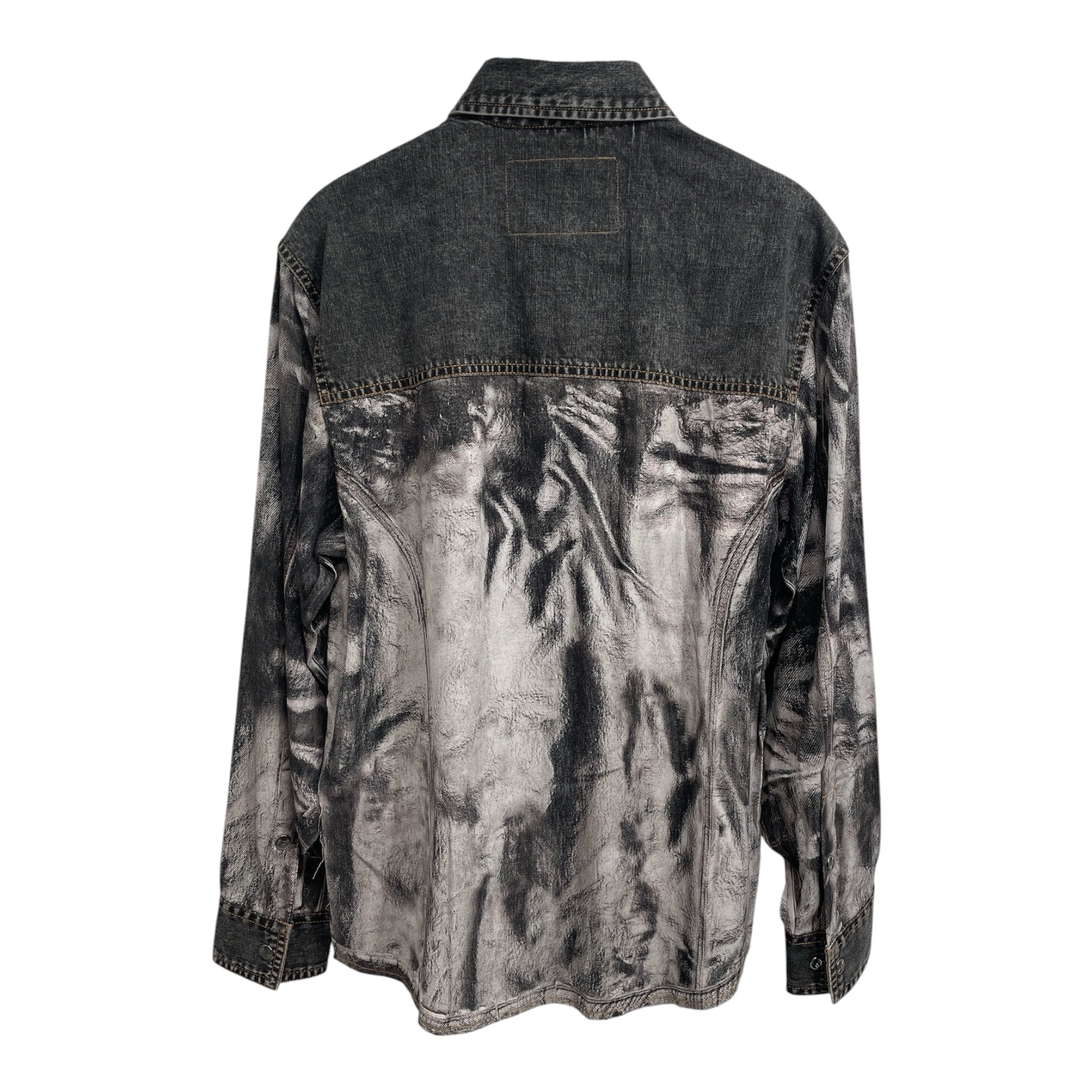 DIESEL/T-Shirt/38/Cotton/GRY/PRINTED DENIM SHIRT view 2