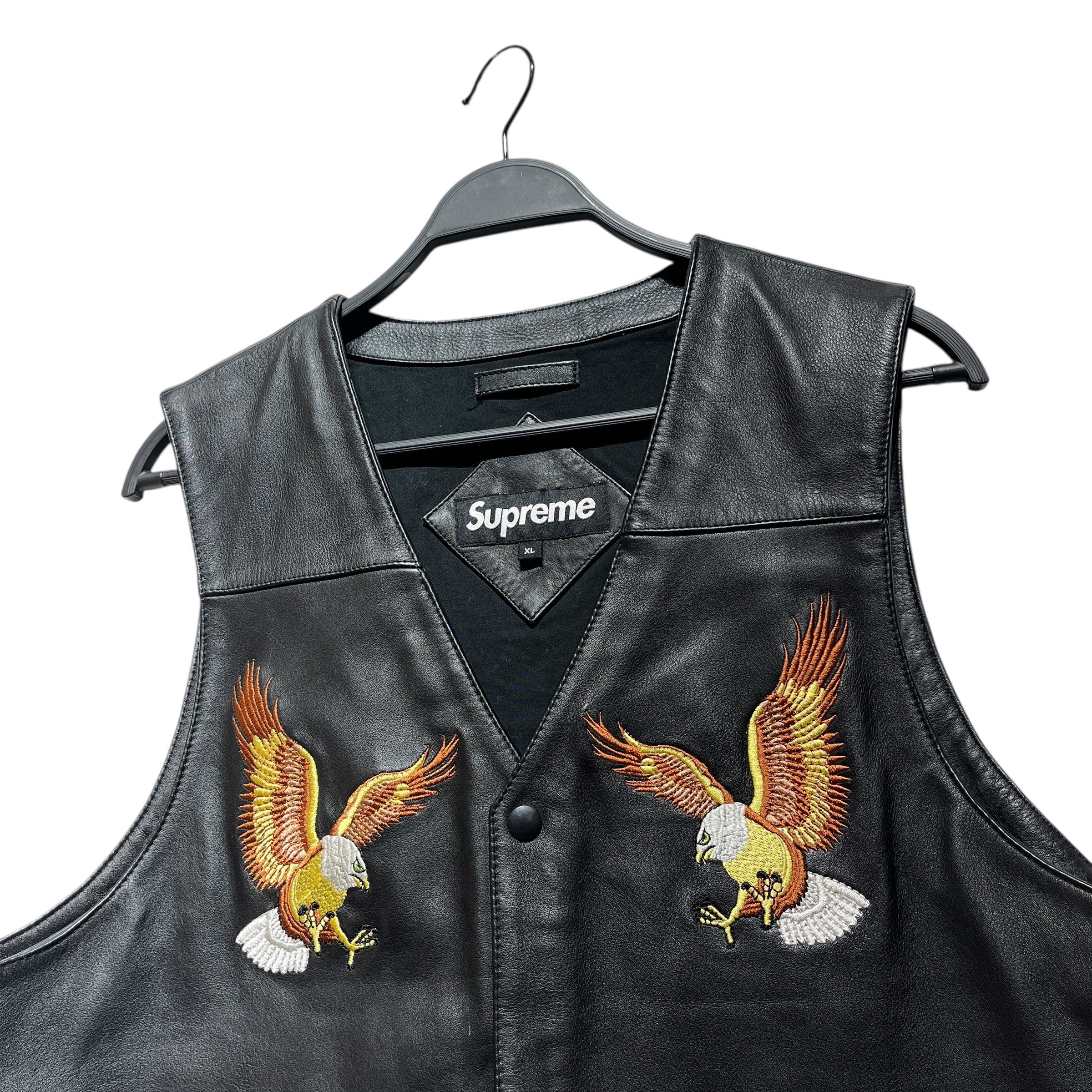 Supreme/Vest/L/Leather/BLK/EAGLE EMBROIDERY view 3