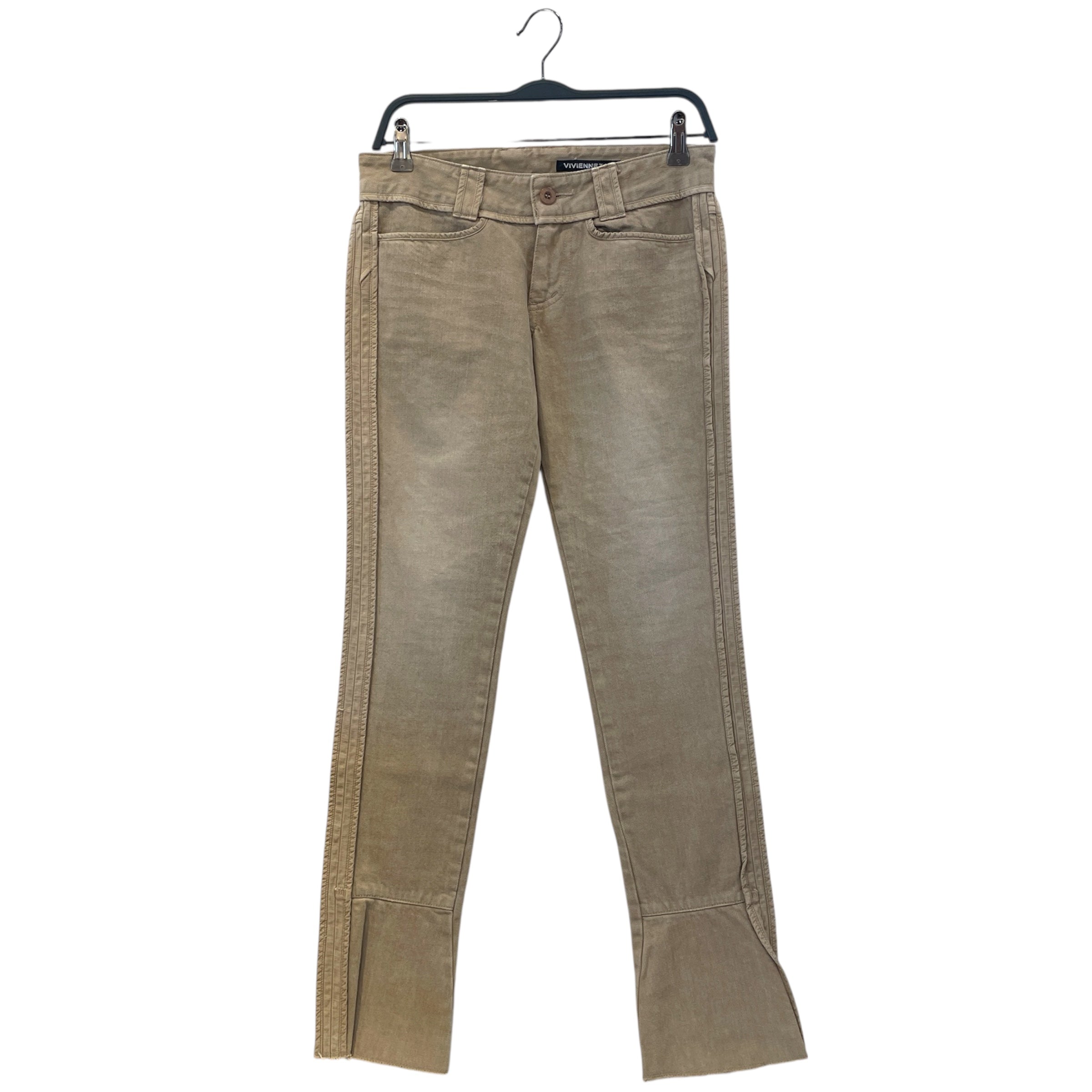 VIVIENNE TAM/Bootcut Pants/XS/Cotton/BEG/High-waisted/Y2K Side Pleat view 1