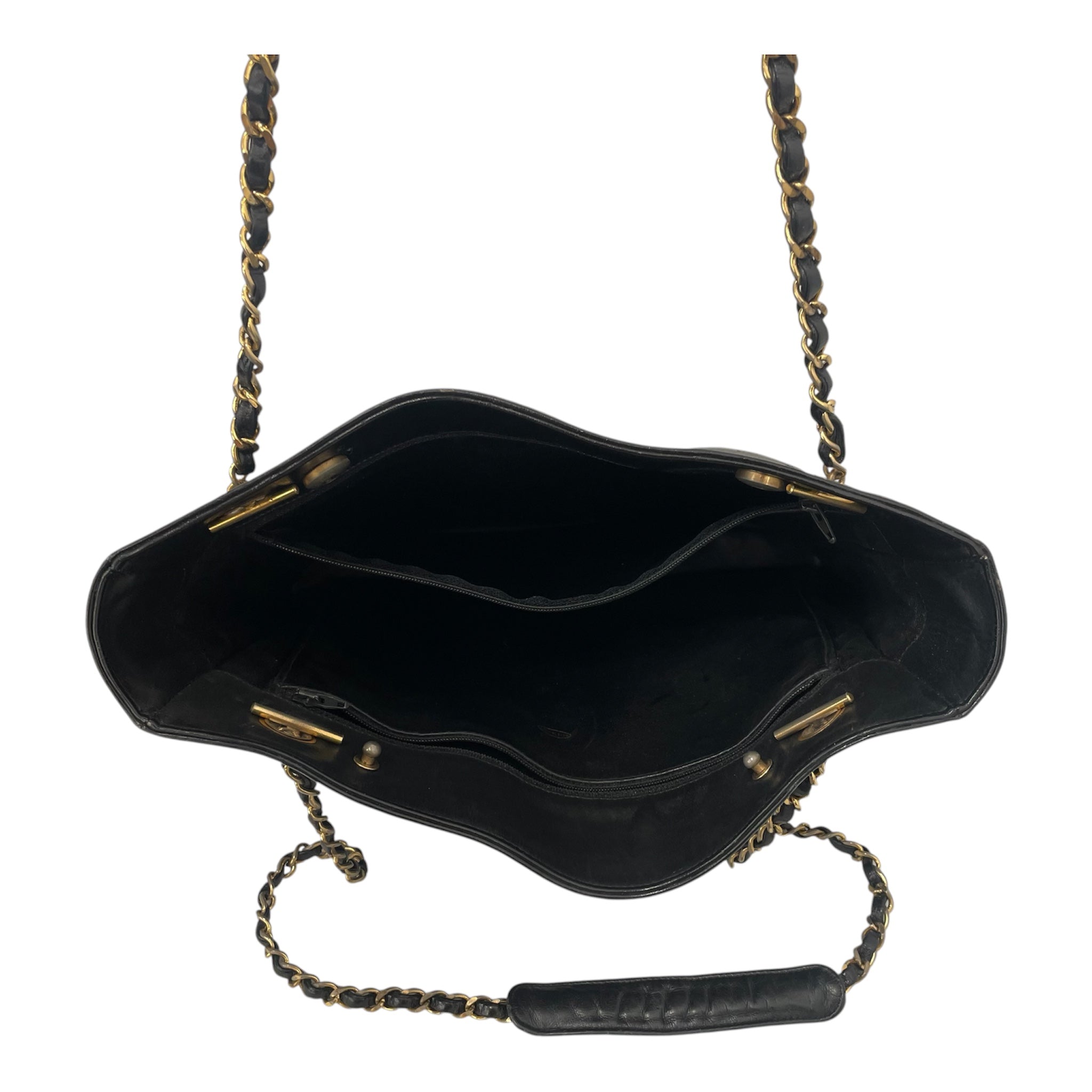 CHANEL/Tote Bag/Leather/BLK/VINTAGECHAINTOTE view 4