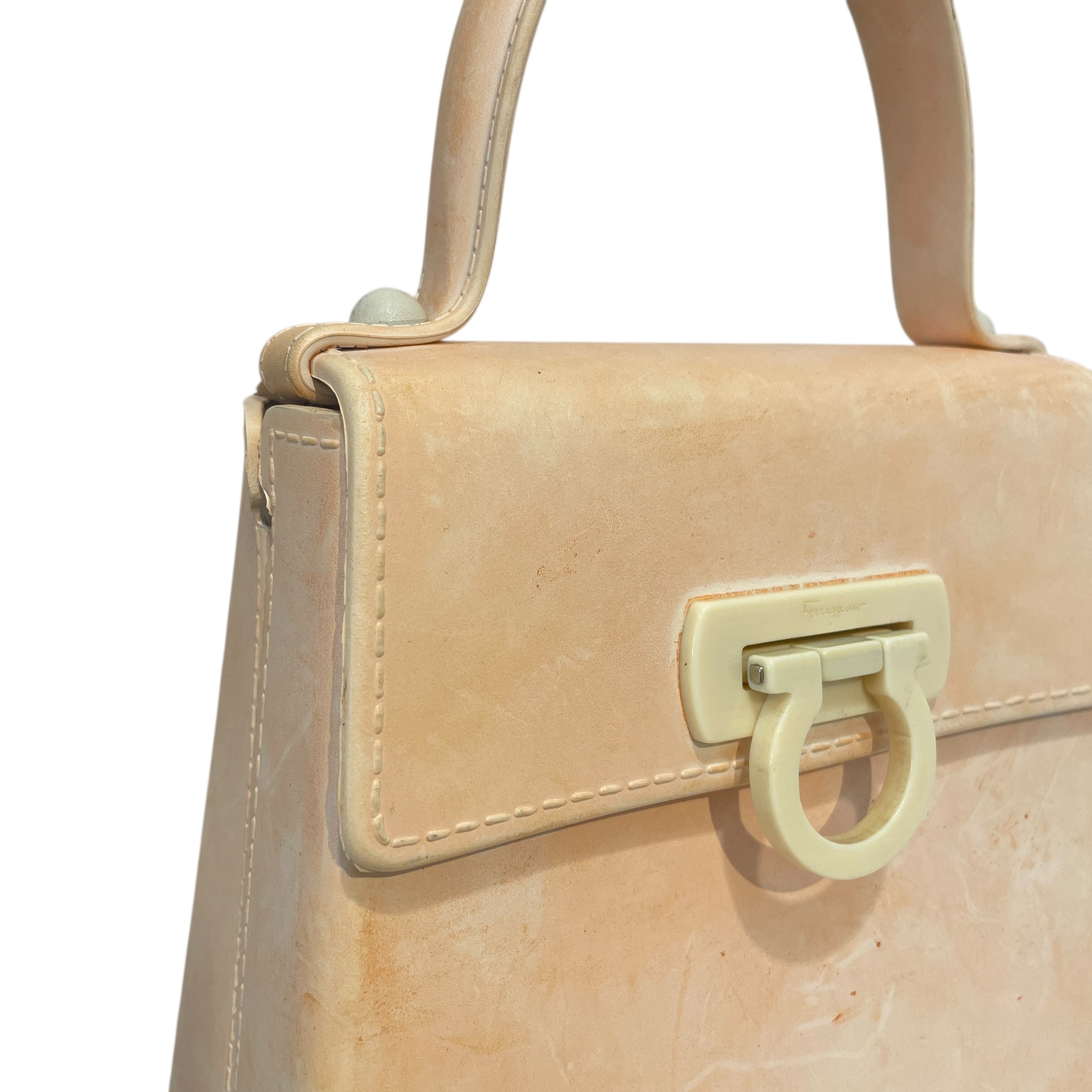 Salvatore Ferragamo/Hand Bag/Leather/BEG/Gancini Rubber Handle Bag view 4