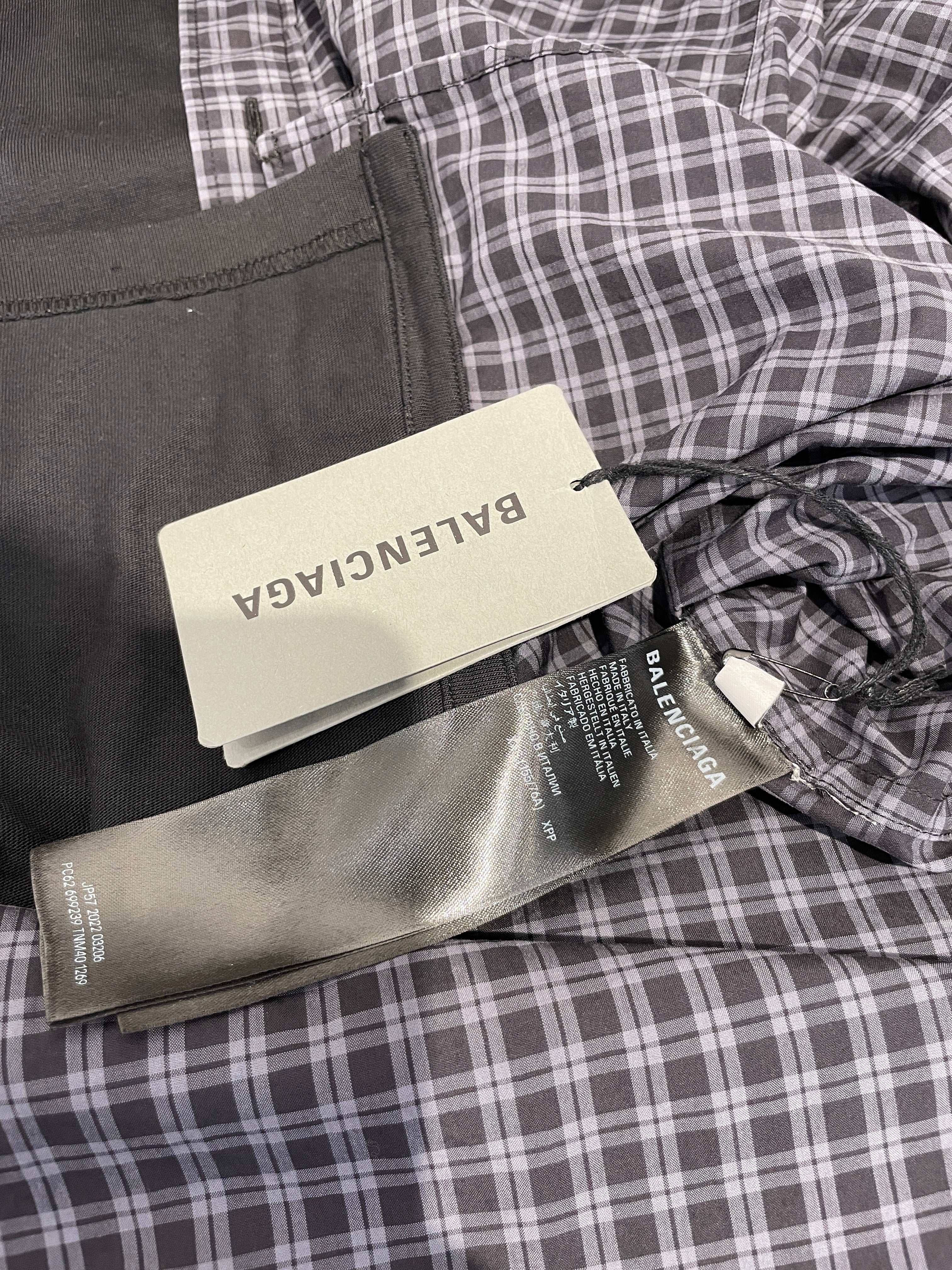 BALENCIAGA/LS Shirt/XXS/Cotton/NVY/Plaid/2022 LAYERED BUTTON UP view 4