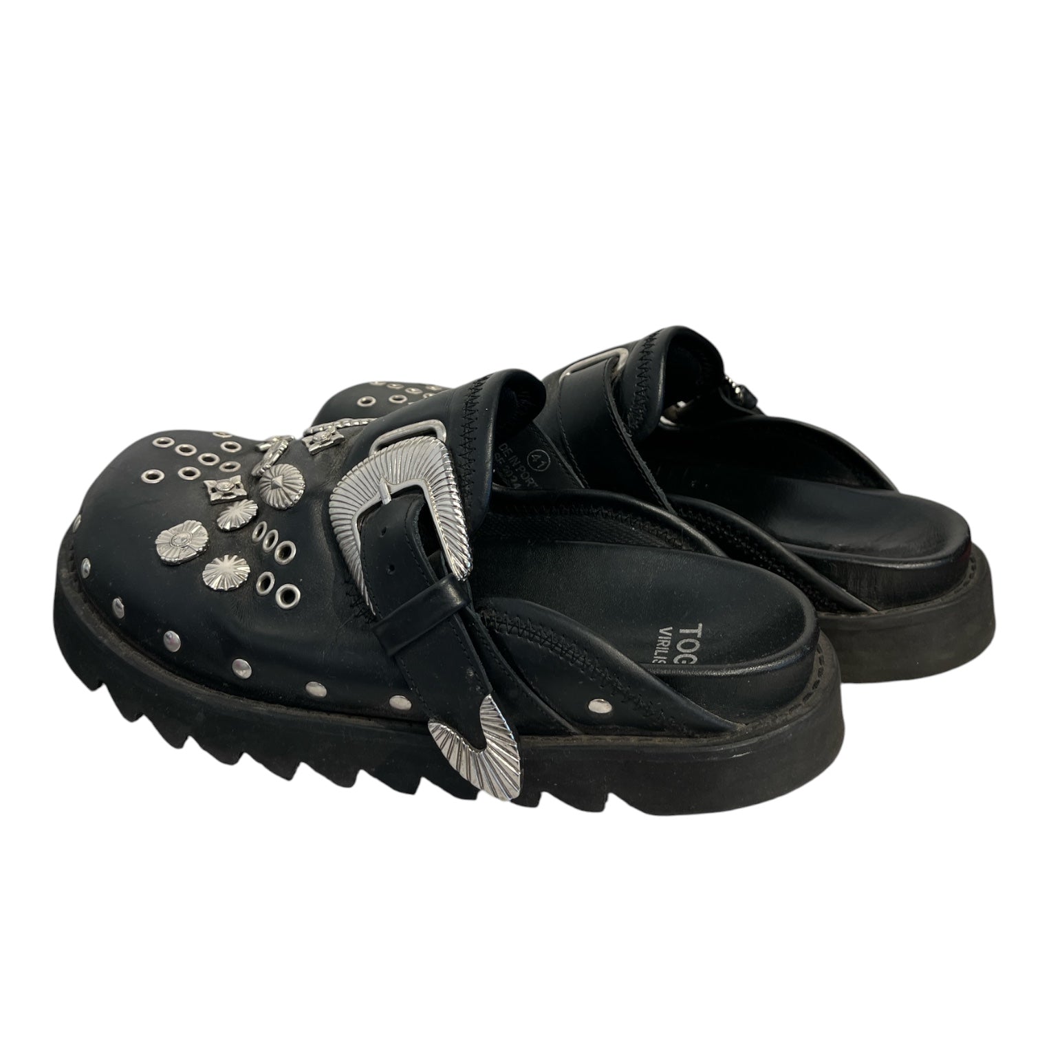 TOGA/Loafers/EU 41/Leather/BLK/ virils silver hardware mules view 2