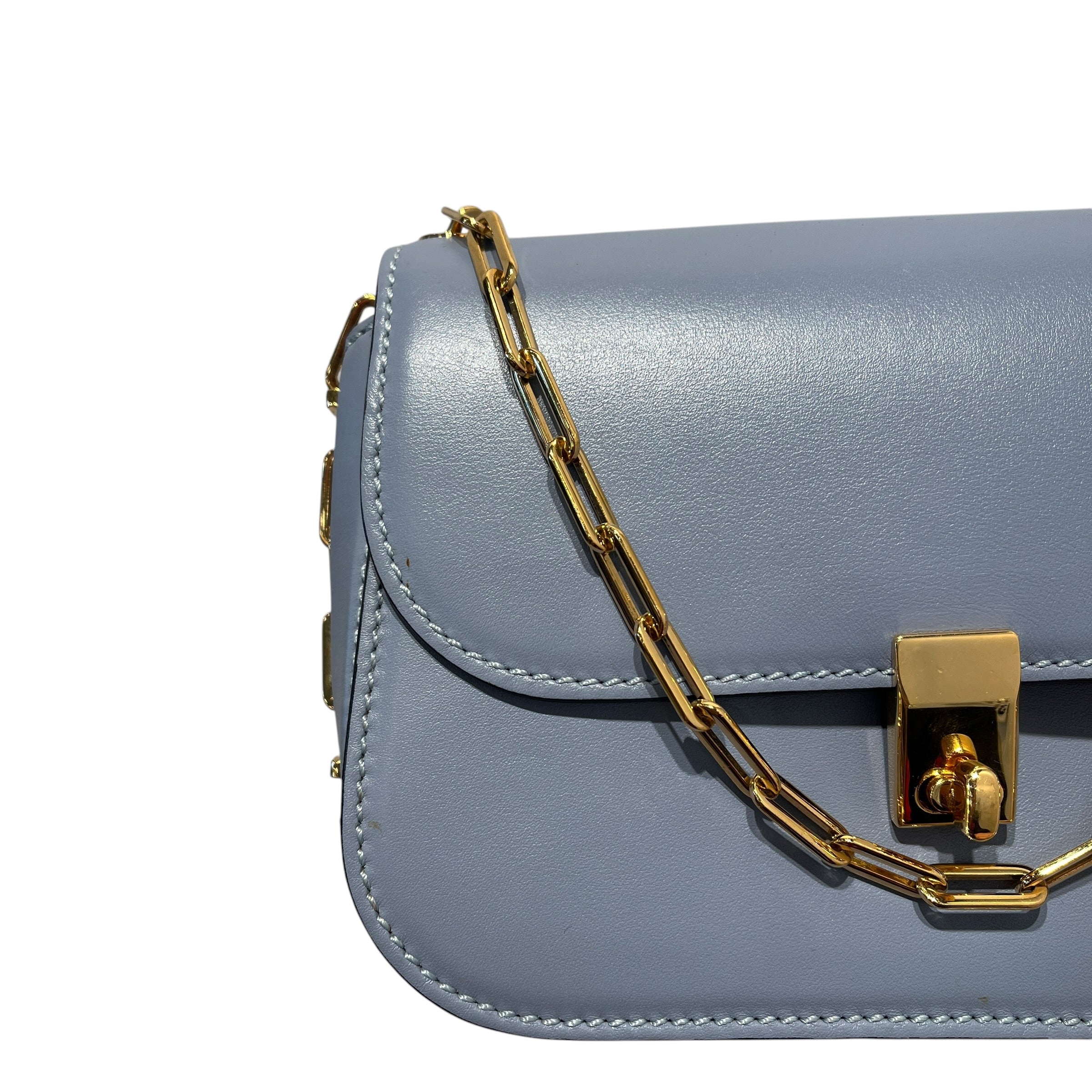 VALENTINO GARAVANI/Cross Body Bag/Leather/IDG/Blue Smooth Leather Chain Link view 10