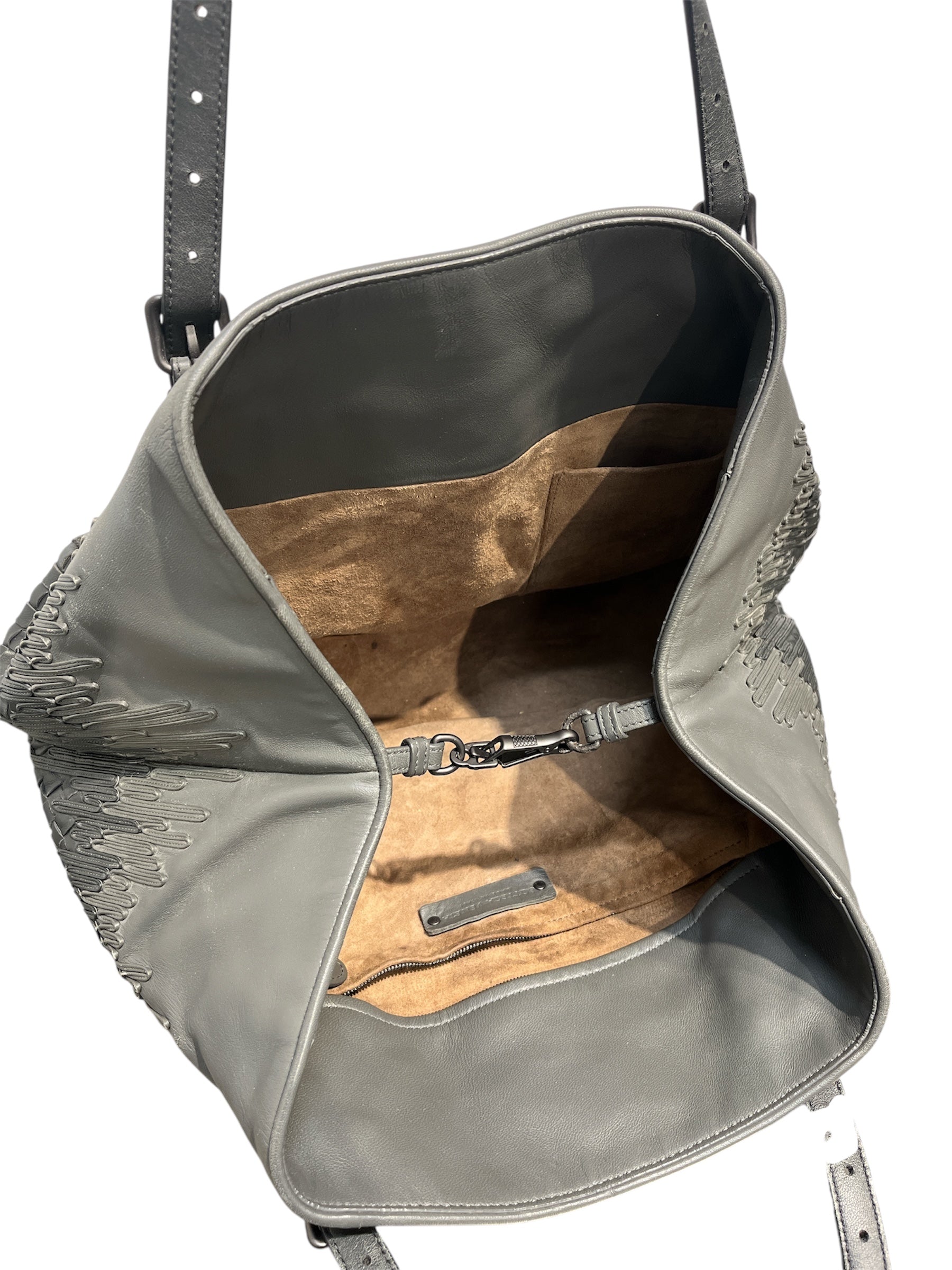 BOTTEGA VENETA/Bag/Leather/GRY/half color weave drip view 4