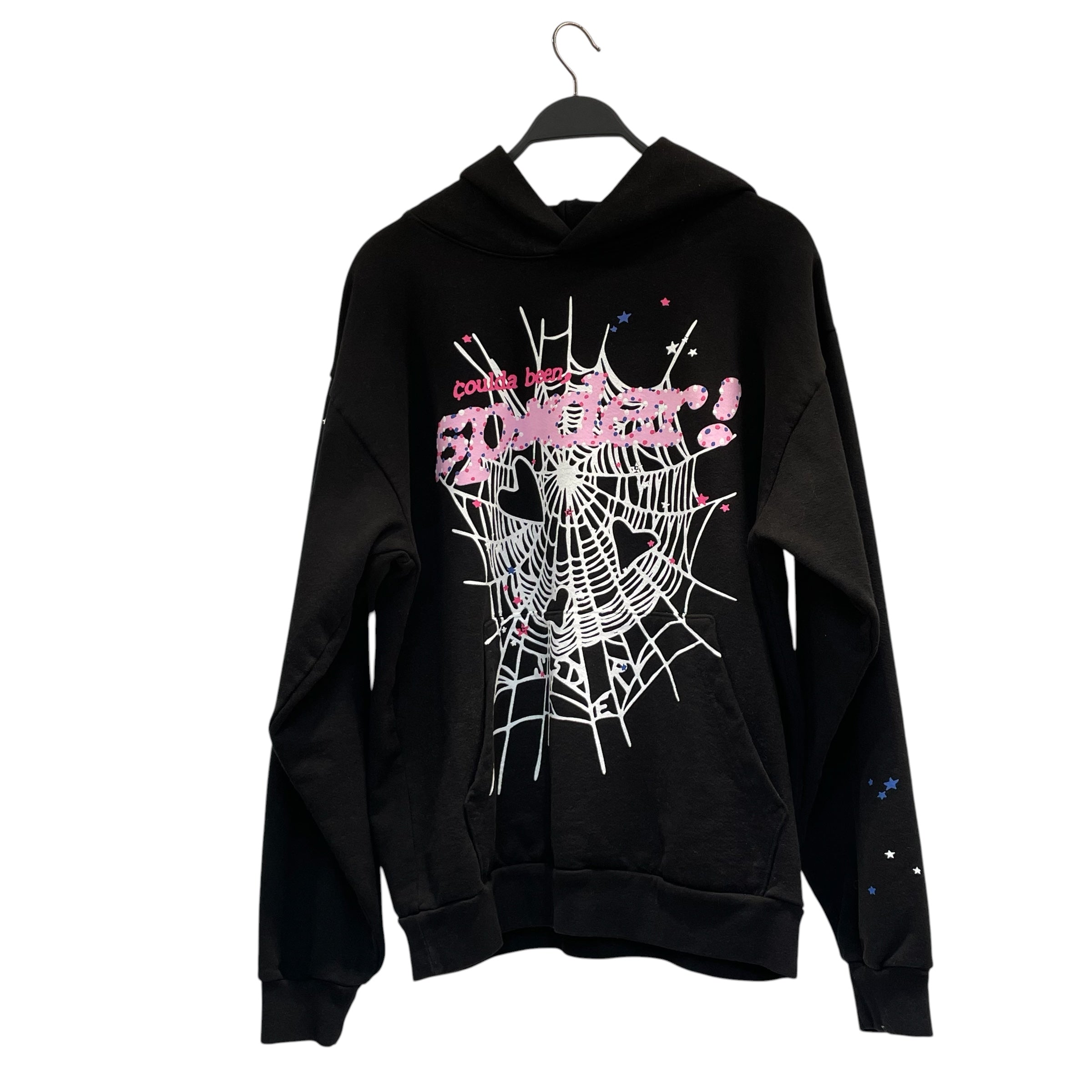 Sp5der/Hoodie/L/Cotton/BLK/sp5 hd pnk logo spoder web view 1