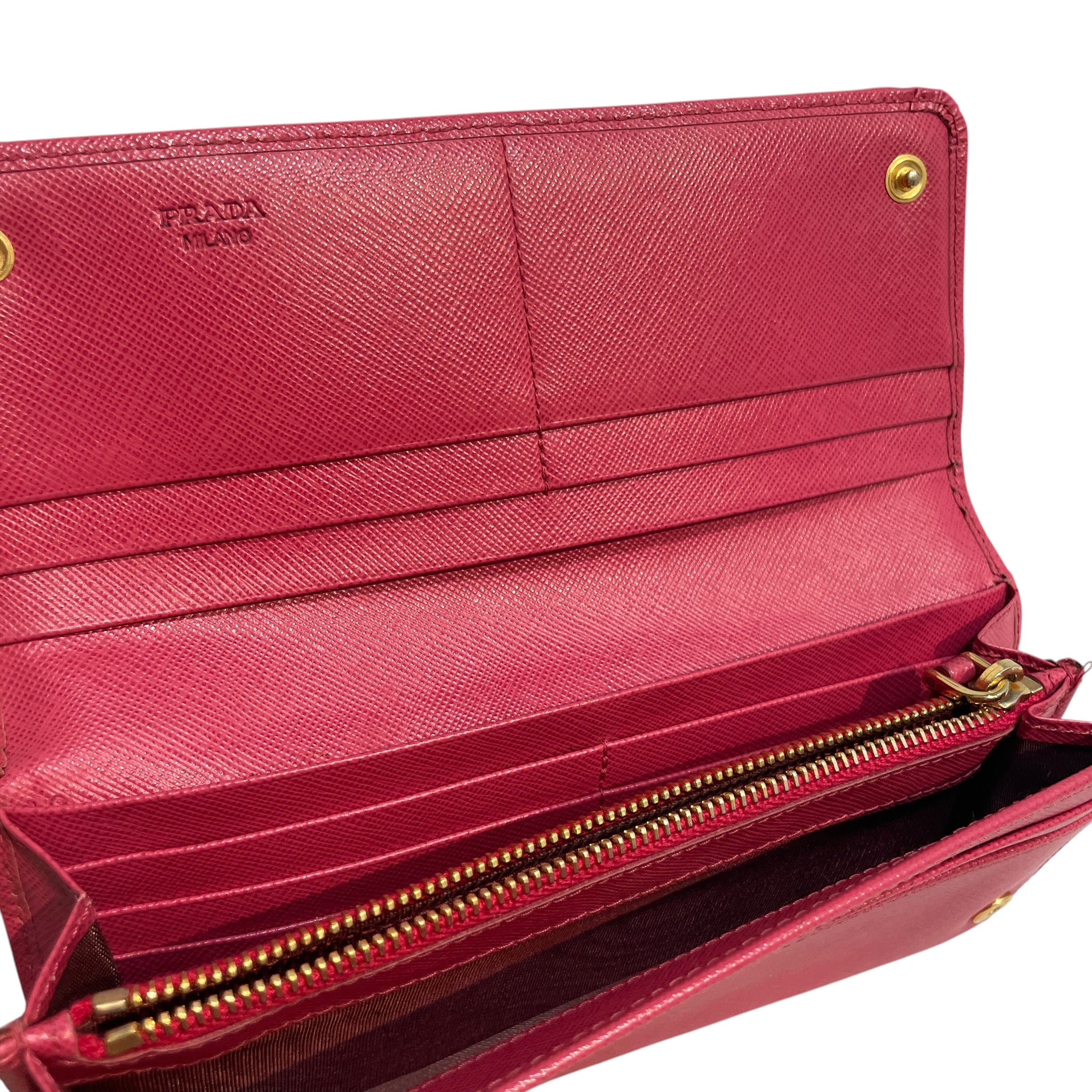 PRADA/Long Wallet/Leather/PNK/Saffiano Bow Wallet view 5