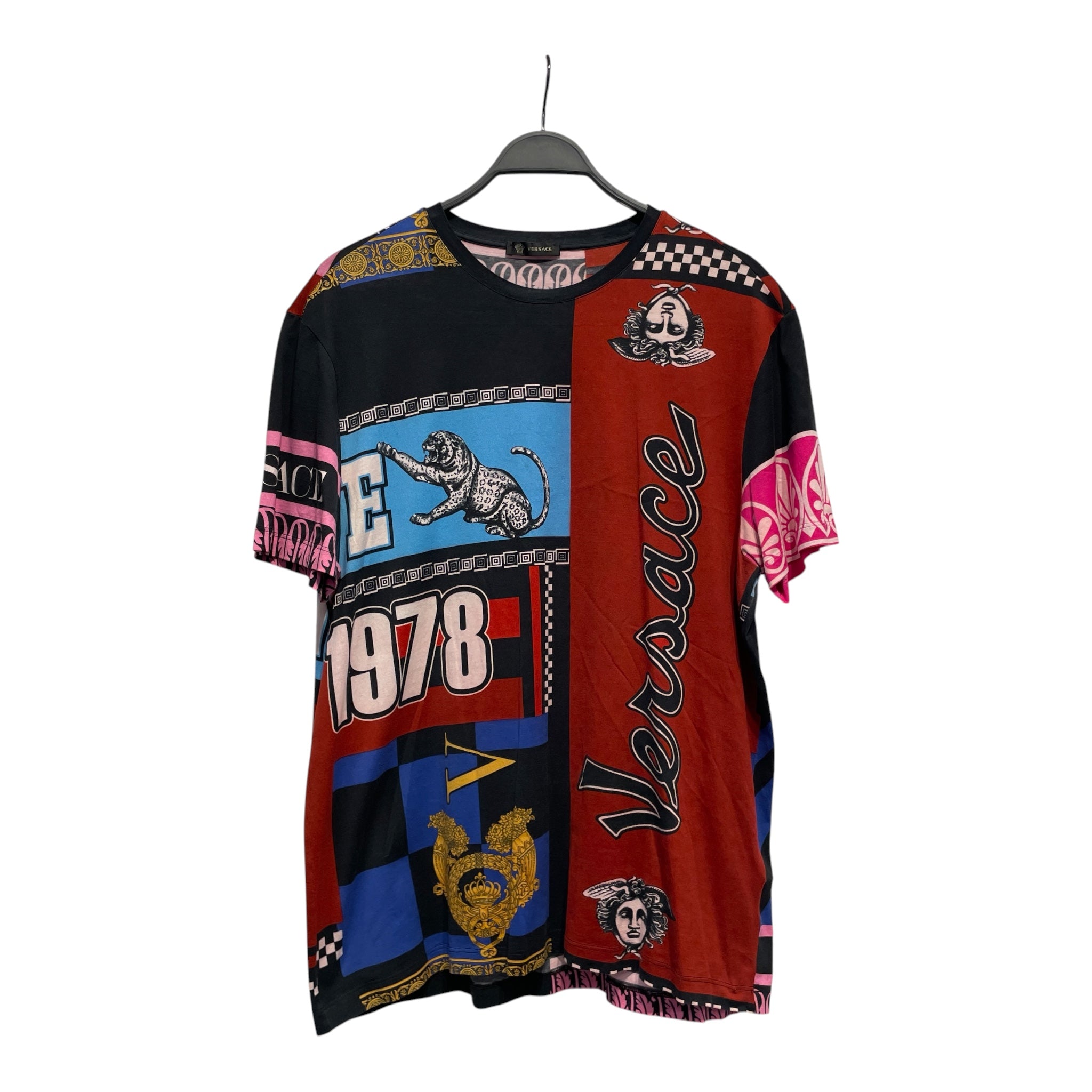 VERSACE/T-Shirt/L/Cotton/BLK/All Over Print/patchwork view 1