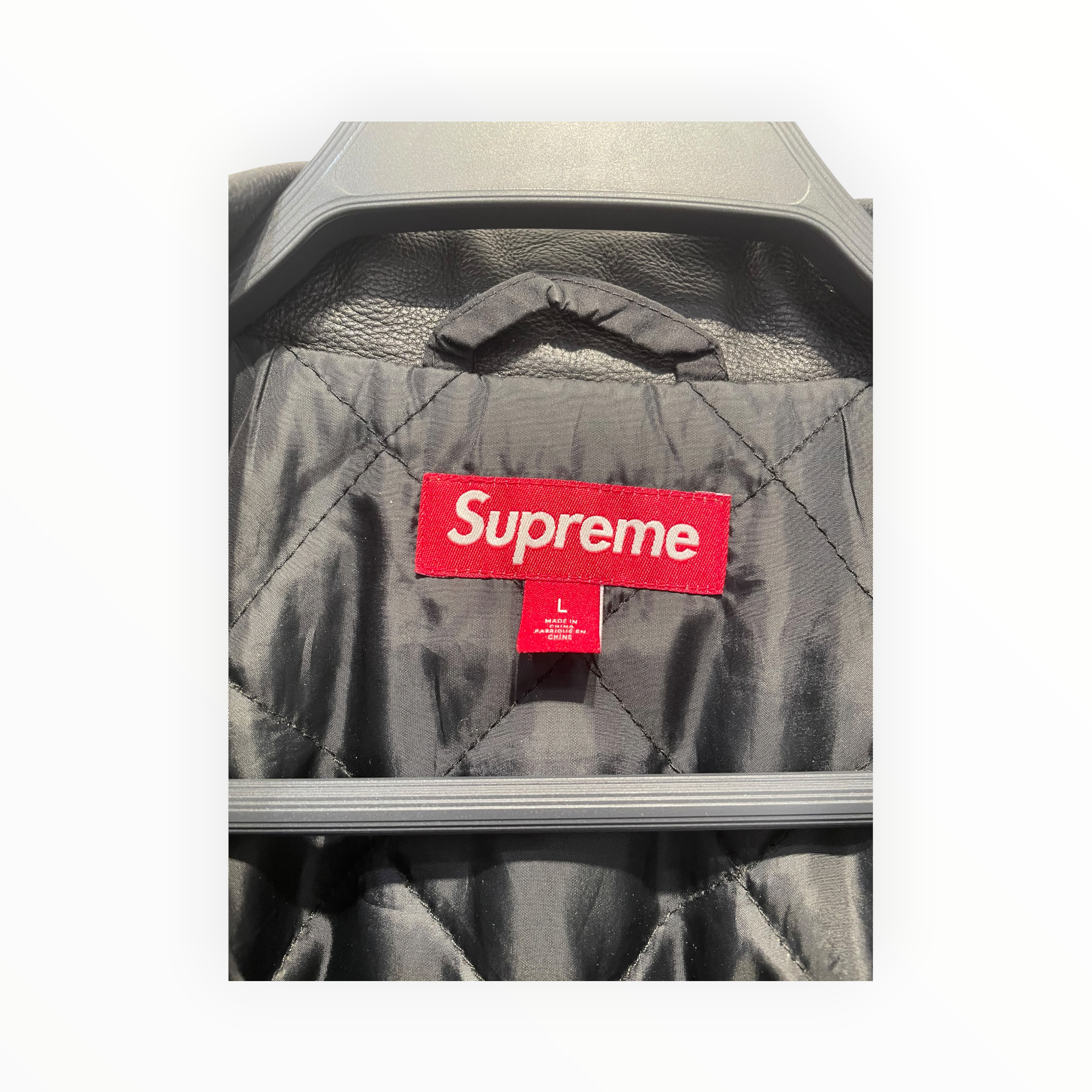 Supreme/Jacket/L/Polyester/BLK/LEATHER COLLAR JACKET view 3