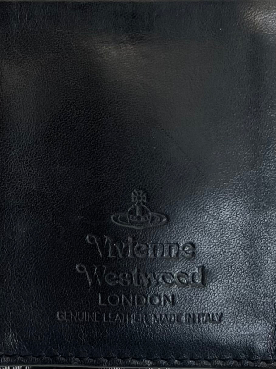 Vivienne Westwood/Trifold Wallet/Monogram/Leather/BLK/ view 3