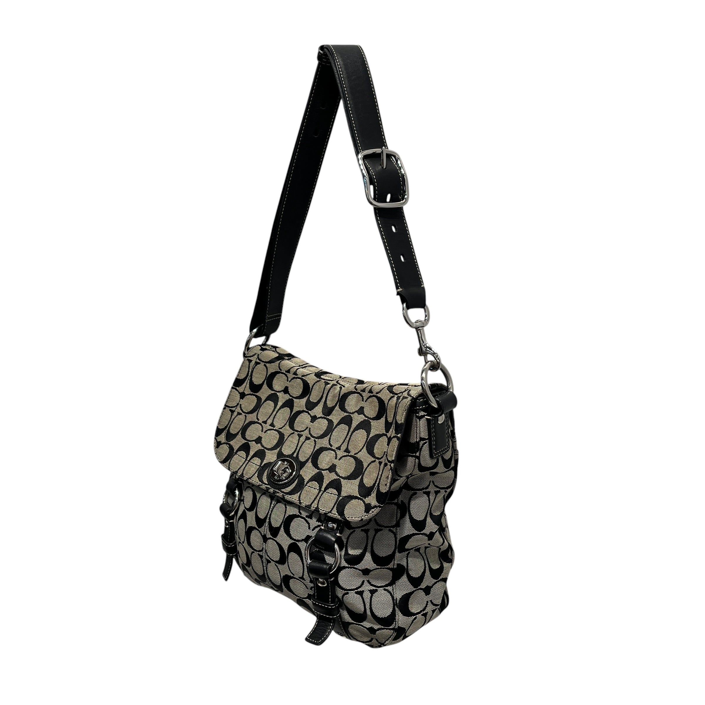 COACH/Hand Bag/All Over Print/Leather/BLK/signature chelsea messenger view 16
