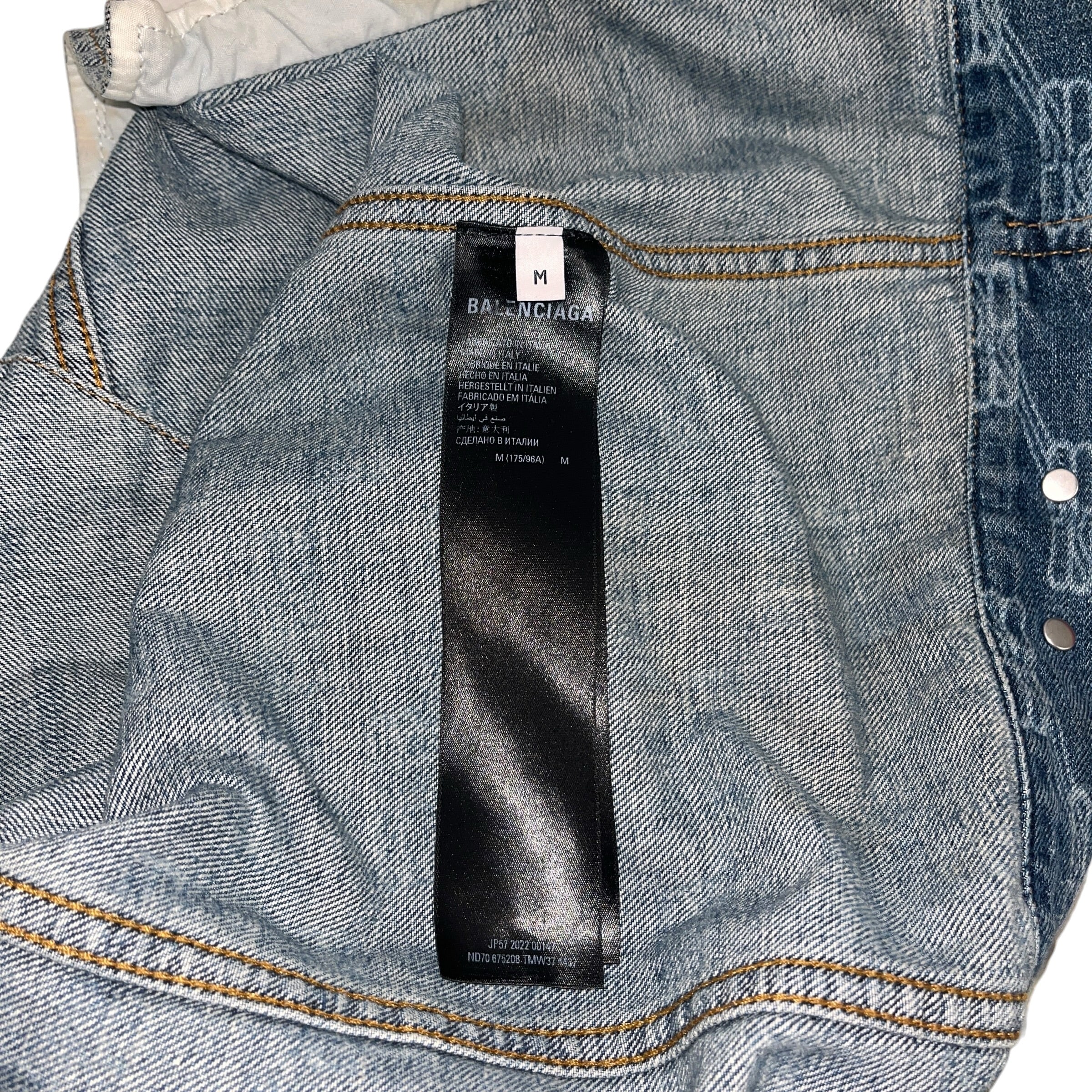 BALENCIAGA/Denim Jkt/M/Denim/BLU/Monogram/BB MONOGRAM ACID WASH view 4