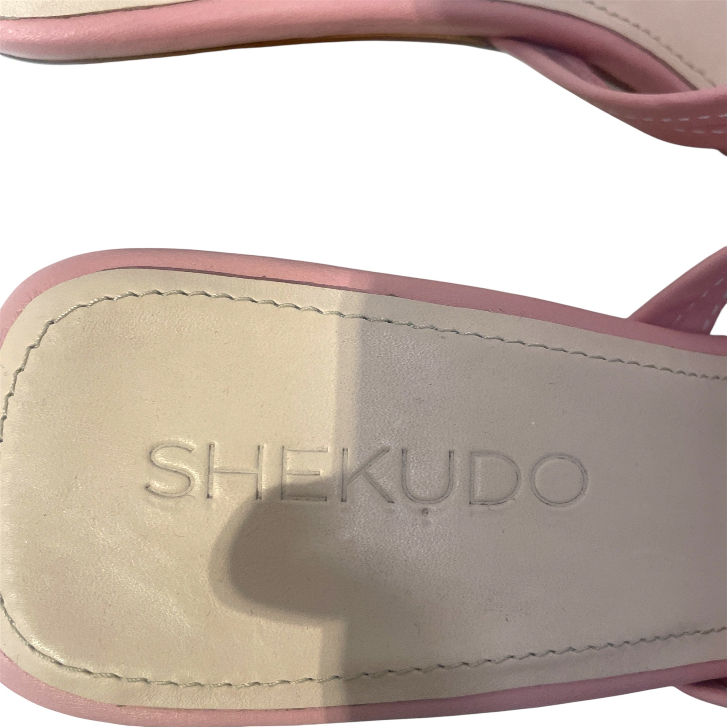 Shekudo Simone /Heels/EU 39/Leather/PNK/Open-Toe/Rope Mules Wood Heel view 3