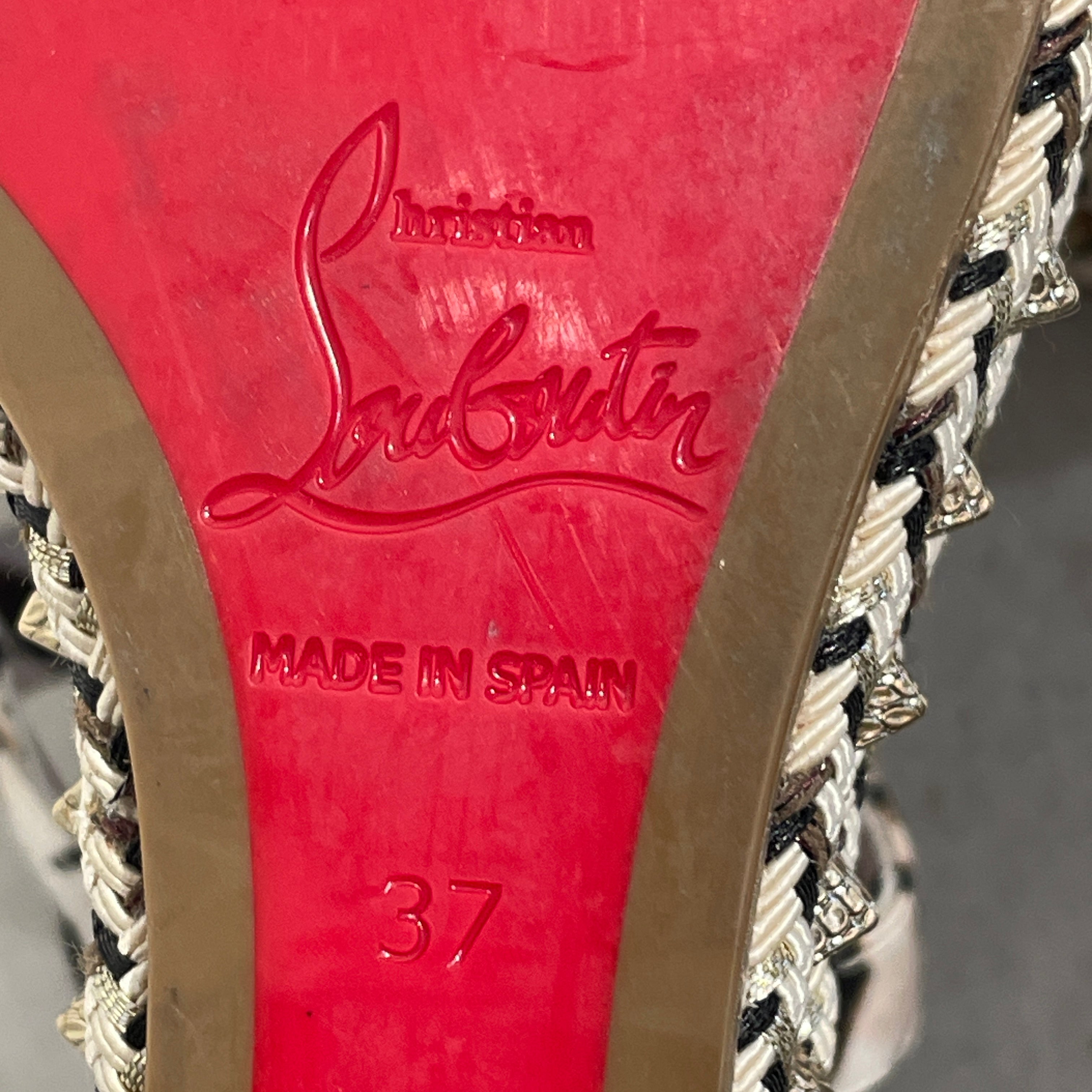Christian Louboutin/Heels/EU 37/Animal Pattern/Cotton/BEG/PYRACLOU view 3