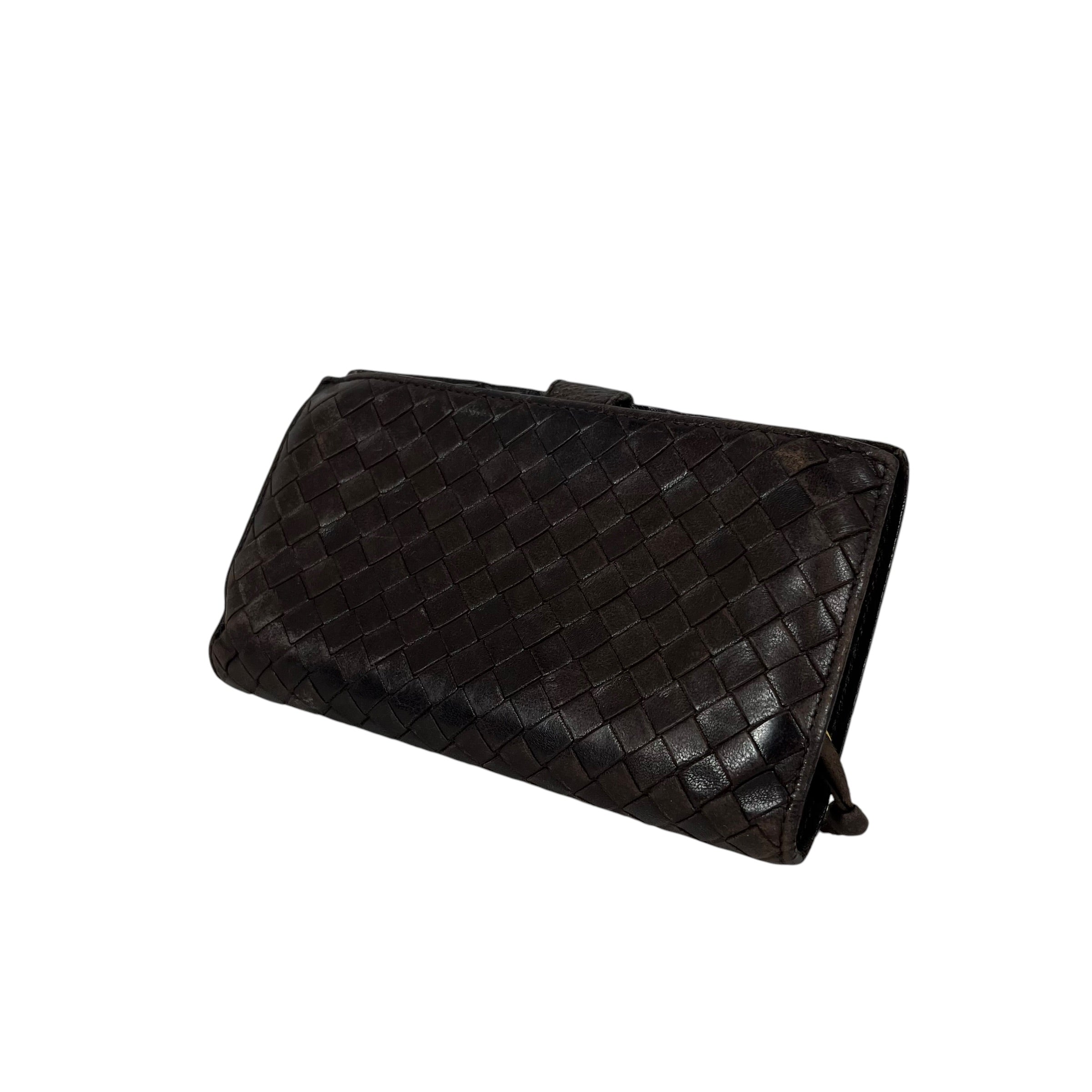 BOTTEGA VENETA/Long Wallet/Leather/BRW/Intrecciato w/ Snap Closure view 2