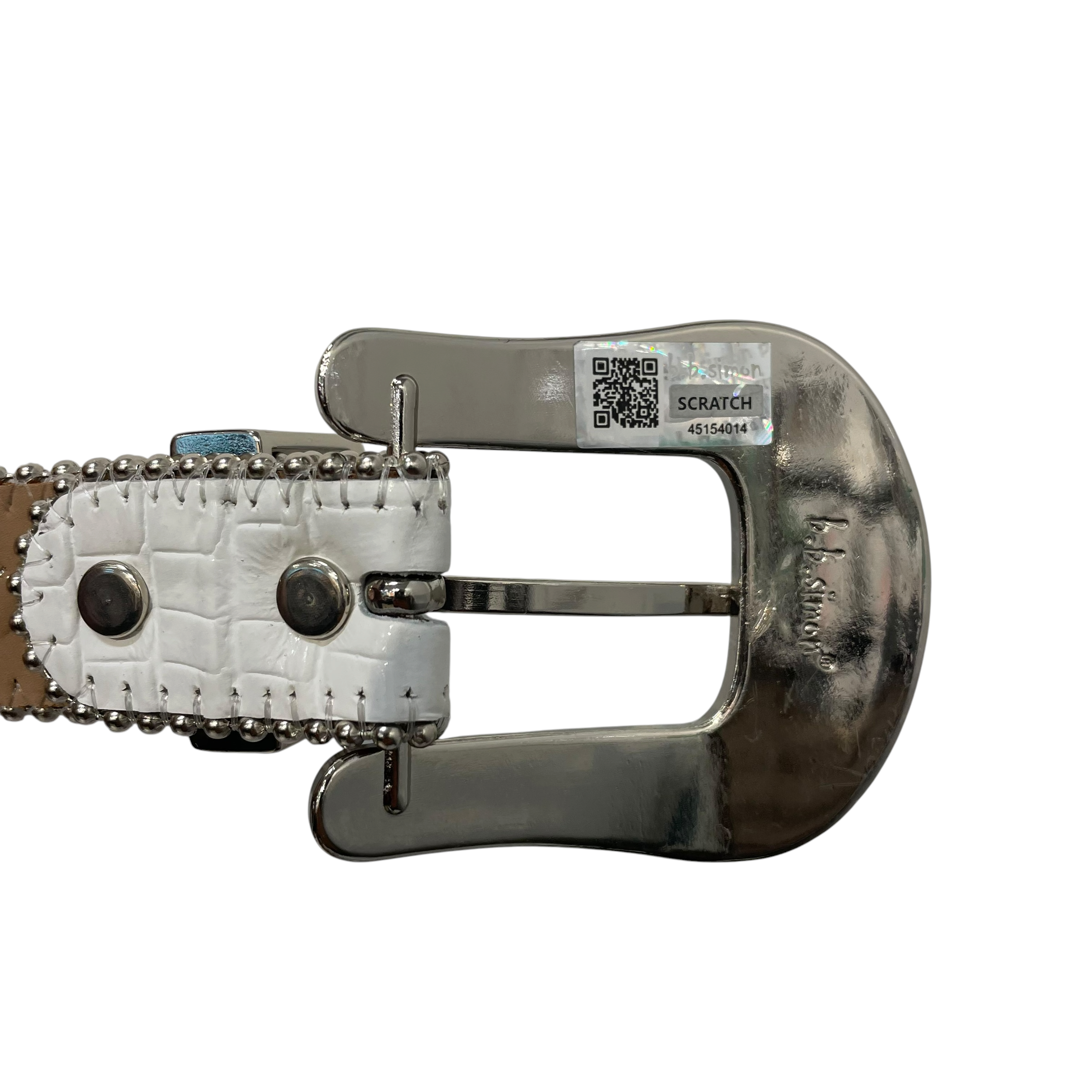 b.b.simon/Belt/Leather/WHT/Skinny Rhinestone view 3