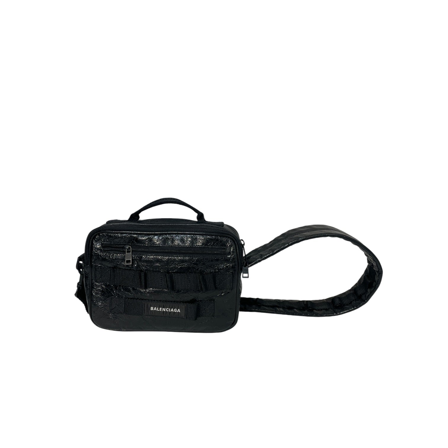 BALENCIAGA/Fanny Pack/Leather/BLK/army pouch arena crossbody view 1