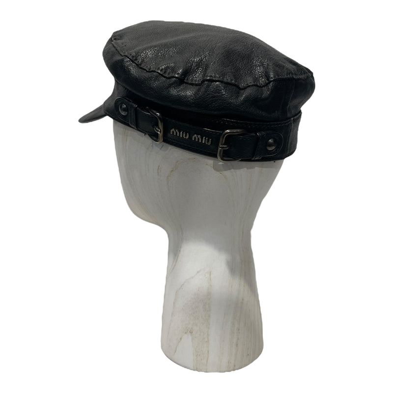 MIU MIU/Hat/Leather/BLK/CADET HAT FINAL BOSS