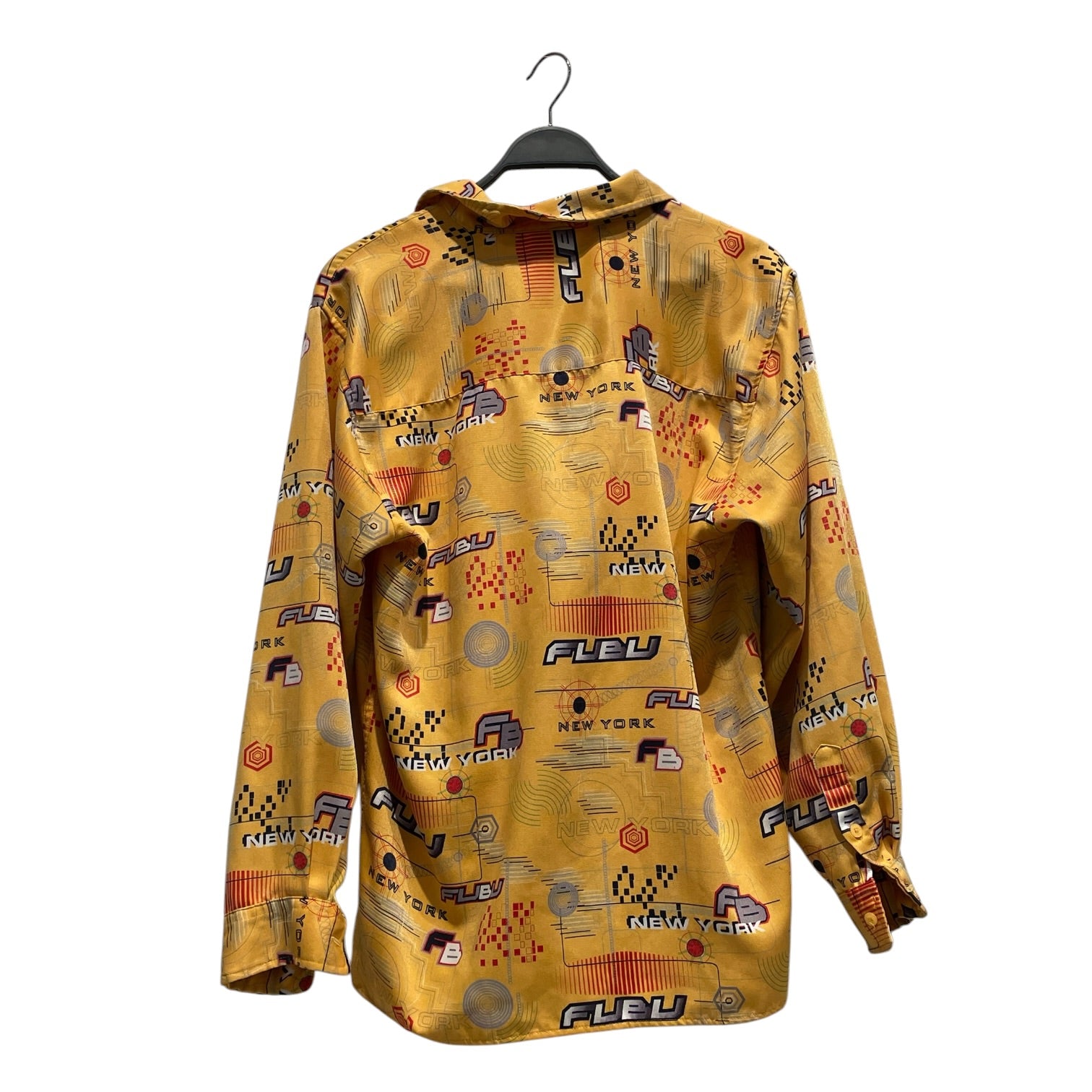 FUBU/LS Shirt/L/Cotton/YEL/All Over Print/all over logos view 2