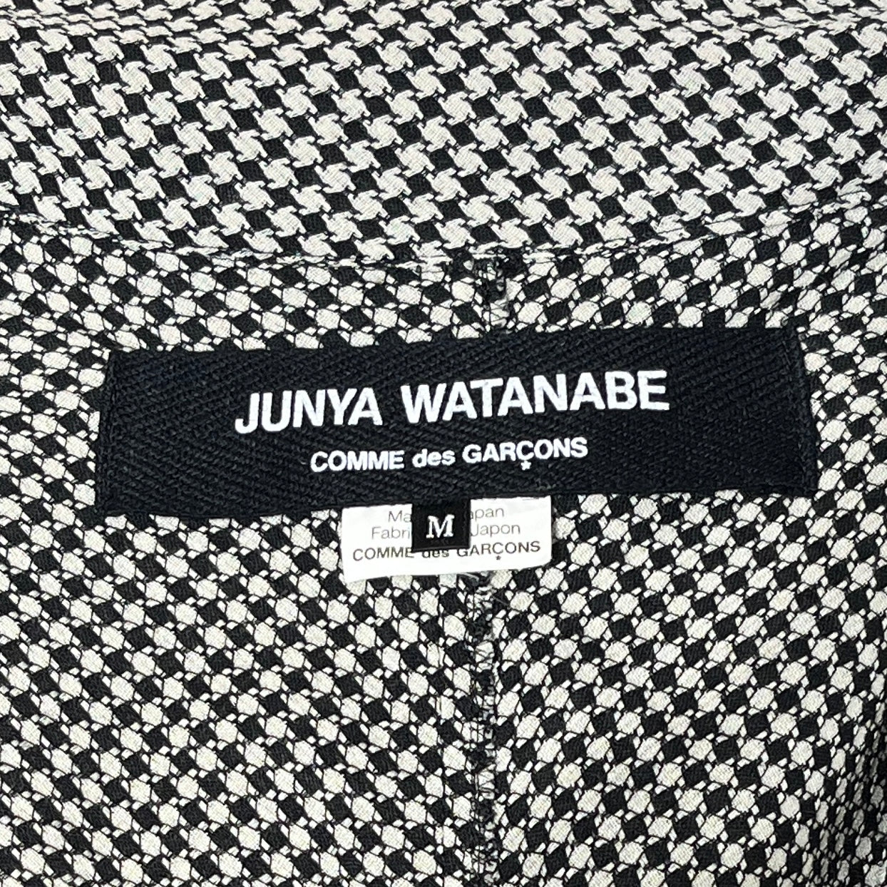 JUNYA WATANABE COMME des GARCONS/Coat/M/Houndstooth Check/Wool/BLK/Raw Hem Light Coat view 3