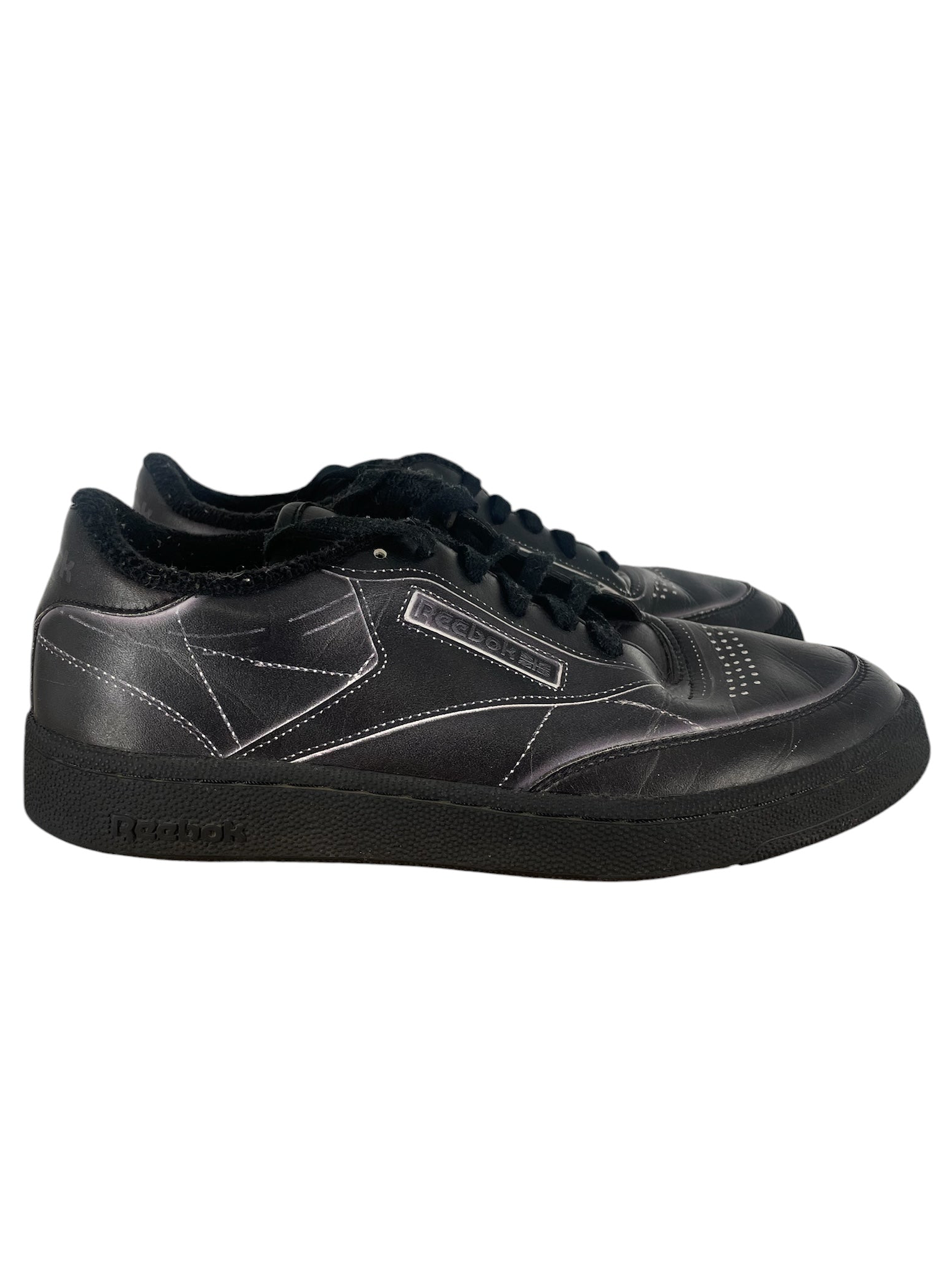 Reebok/Maison Margiela/Low-Sneakers/US 8.5/Border/Leather/BLK/CLUB C TROMP L'OEIL view 5