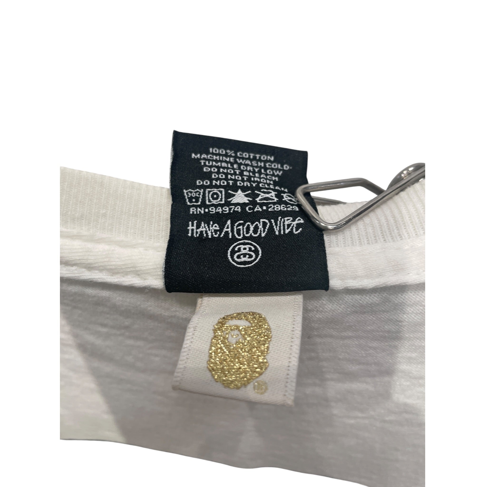 STUSSY/BAPE STA!/3|4S Cut & Sew/M/Cotton/WHT/WORLD TOUR BAPE view 6