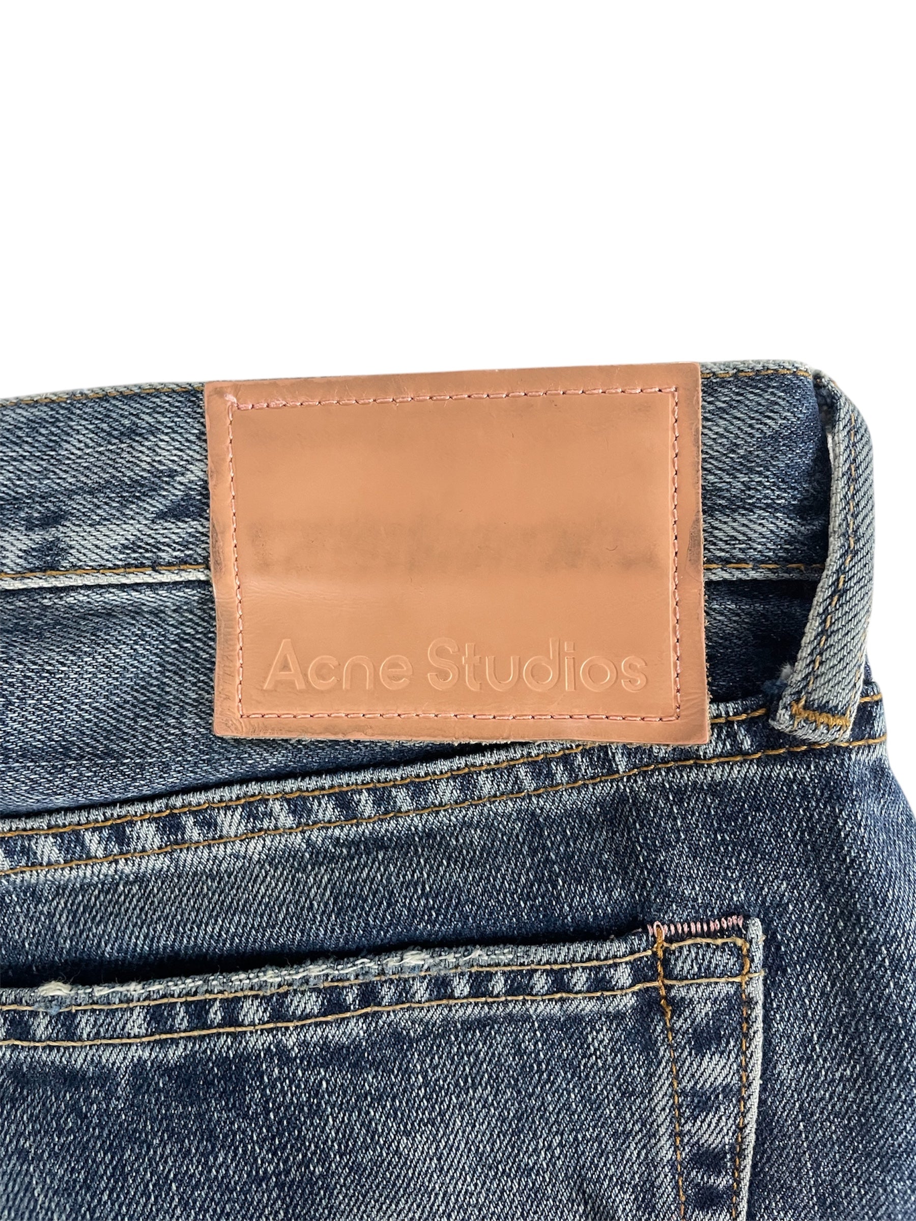 Acne Studios/Straight Pants/32/Cotton/BLU/Distressed/1996 MID TORN JEANS - B00241 view 3