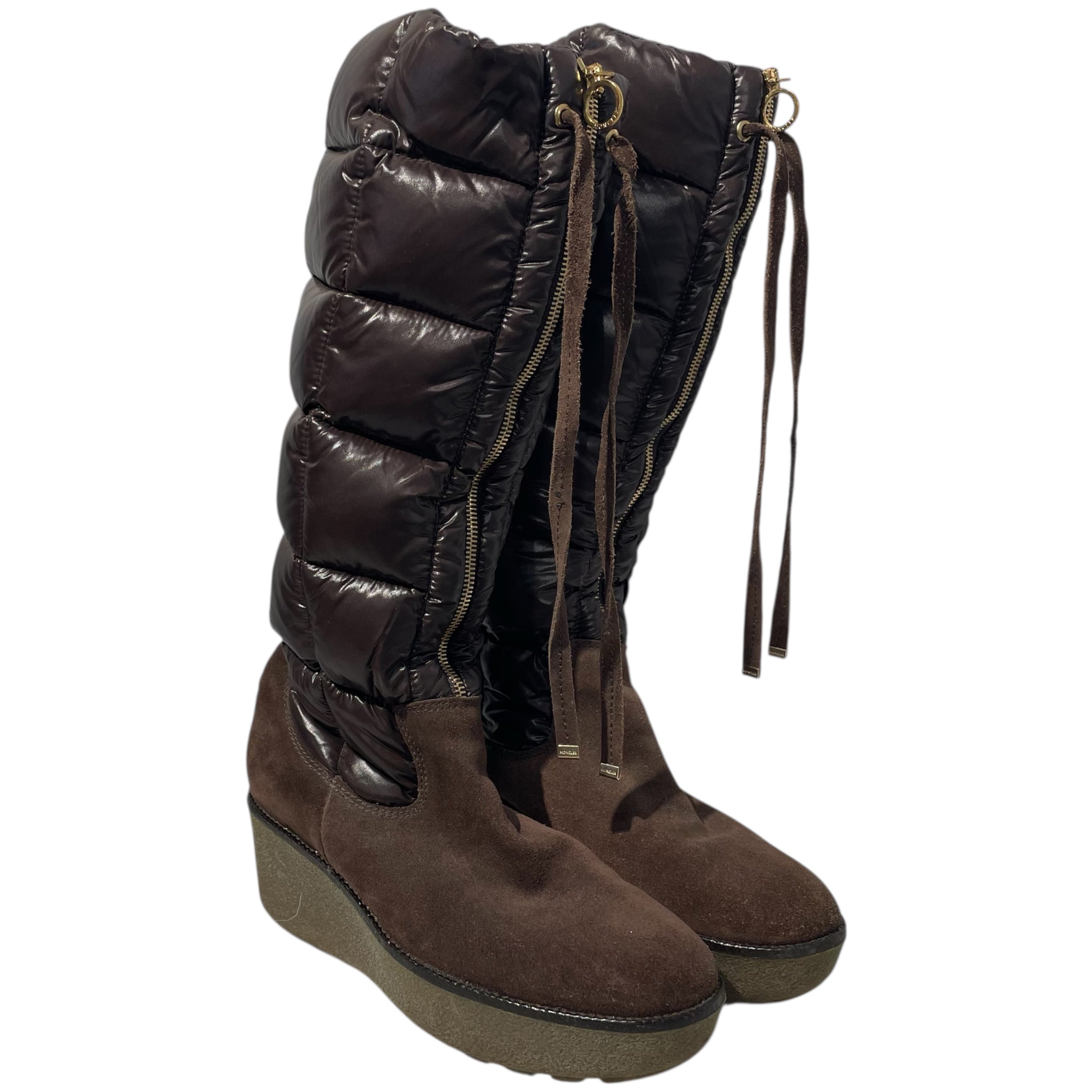 MONCLER/Long Boots/EU 39/Leather/BRW/QUILTED DOWN WEDGE view 1