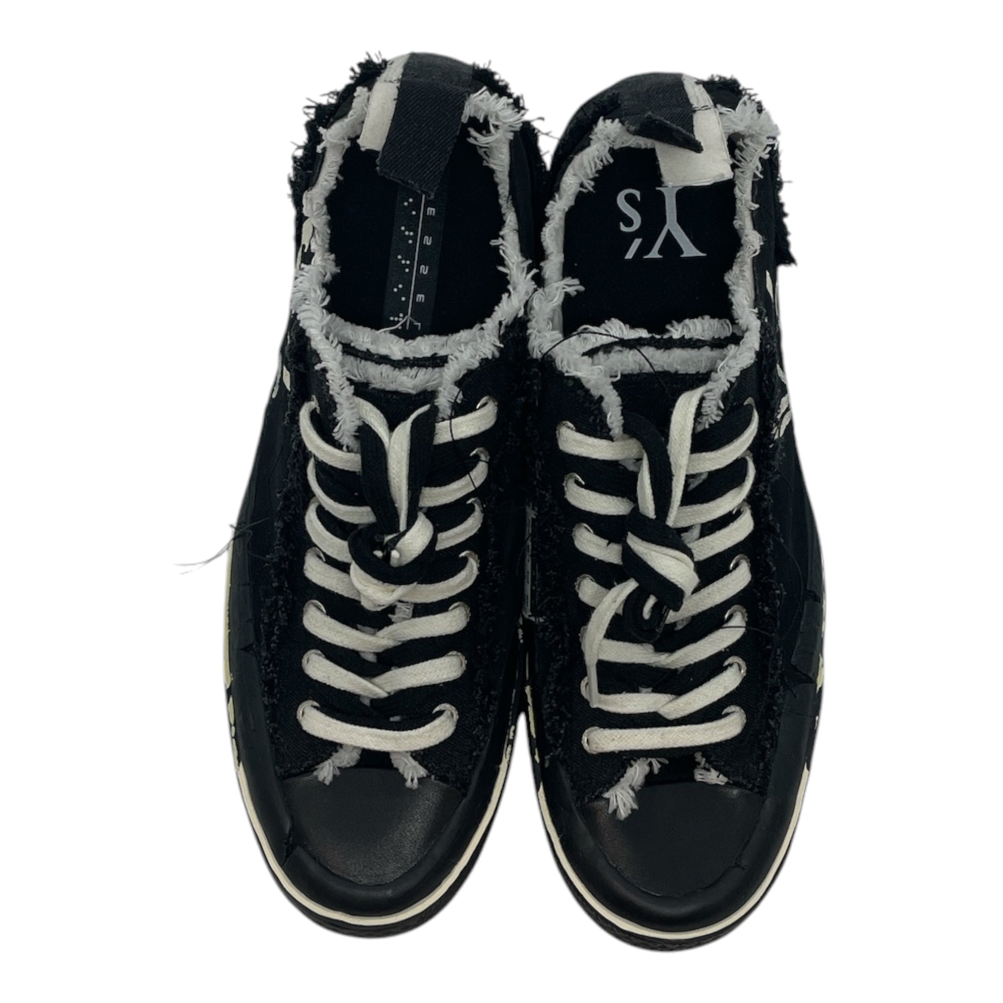 YOHJI YAMAMOTO/XVESSEL/Low-Sneakers/US 6/Leather/BLK/LEATHER TOE/FRAYED/DENIM HEEL view 3
