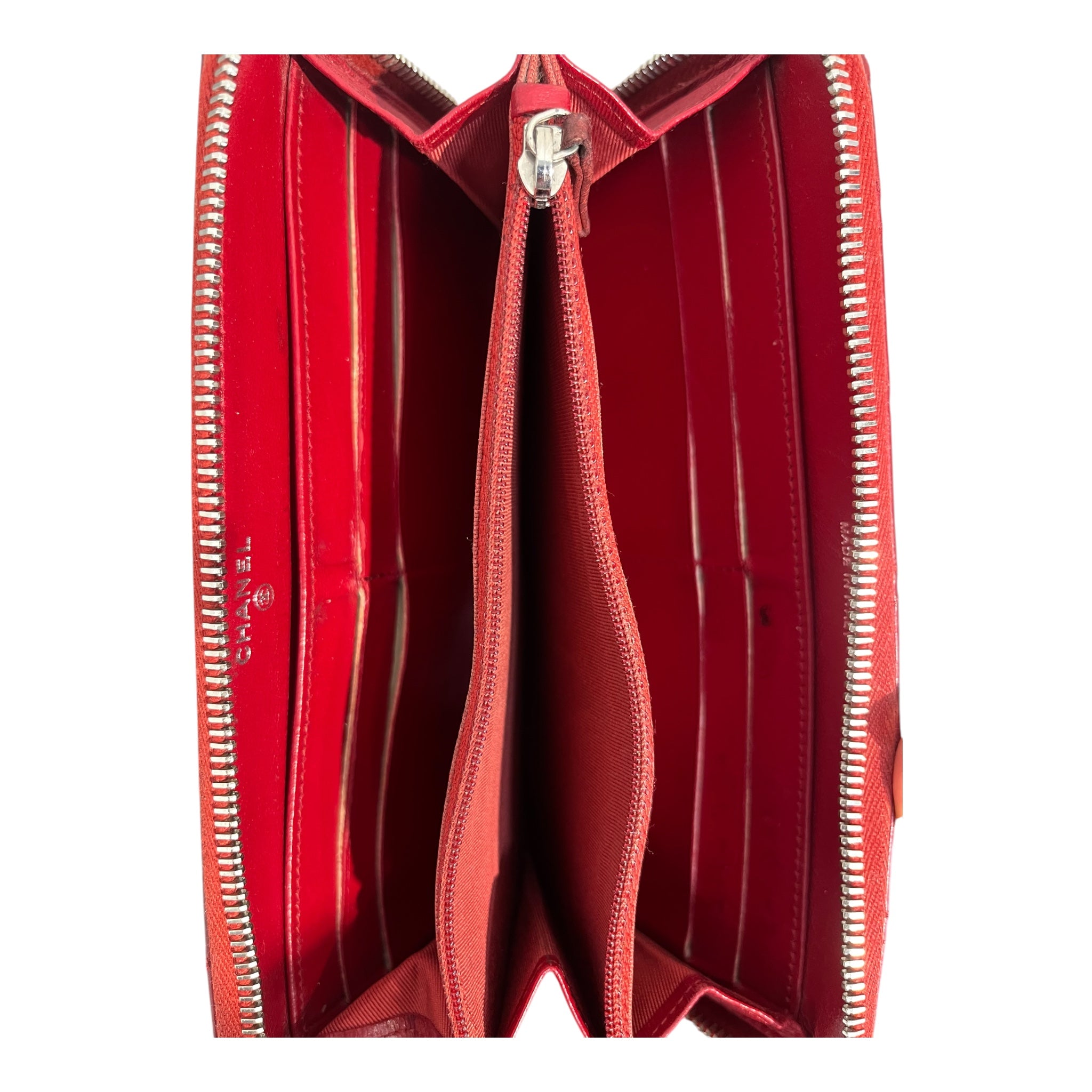 CHANEL/Wallet/Leather/RED/quilted chanel zippy view 3