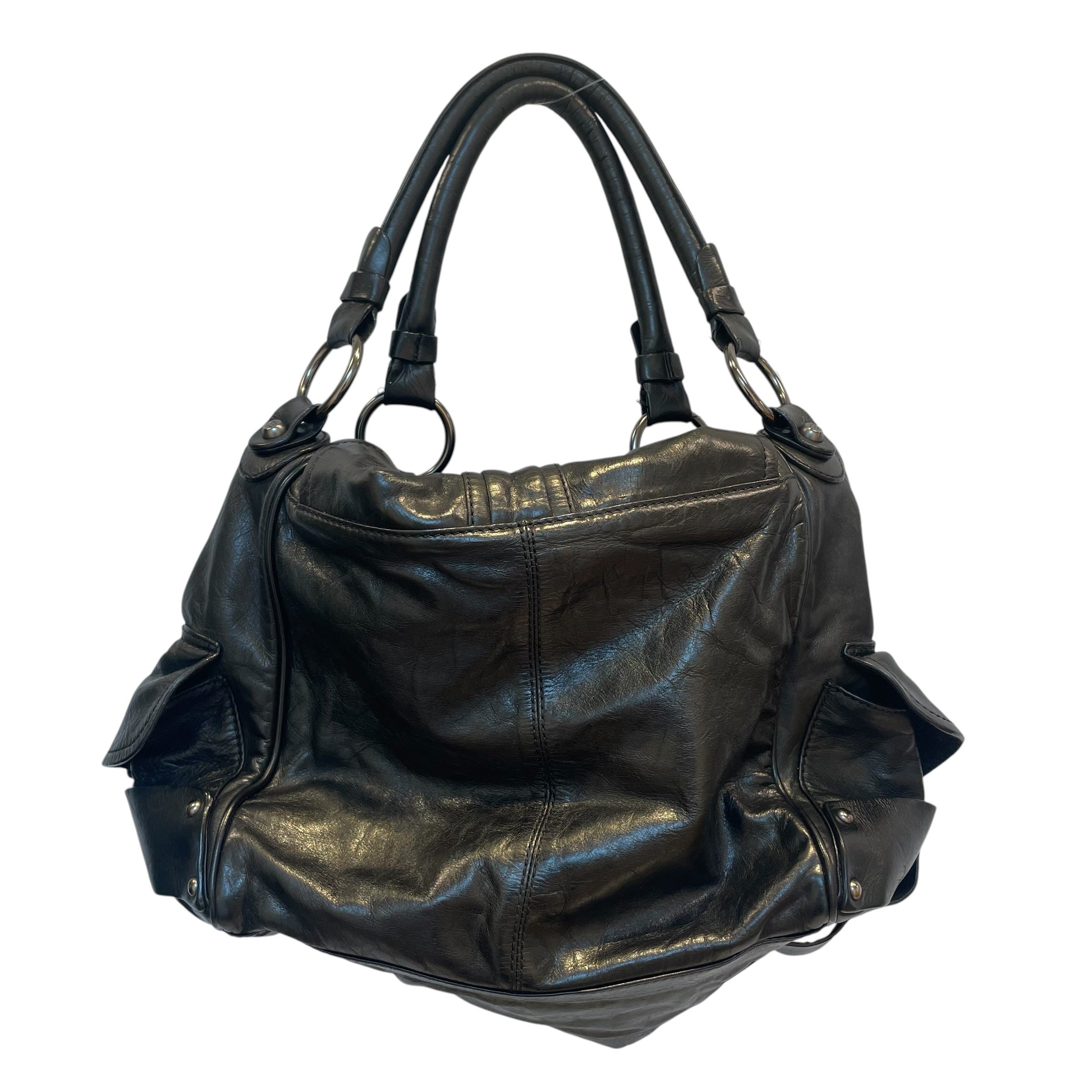 FRANCESCO BIASIA/Hand Bag/Leather/BLK/CLIPS ON THE SIDE view 2