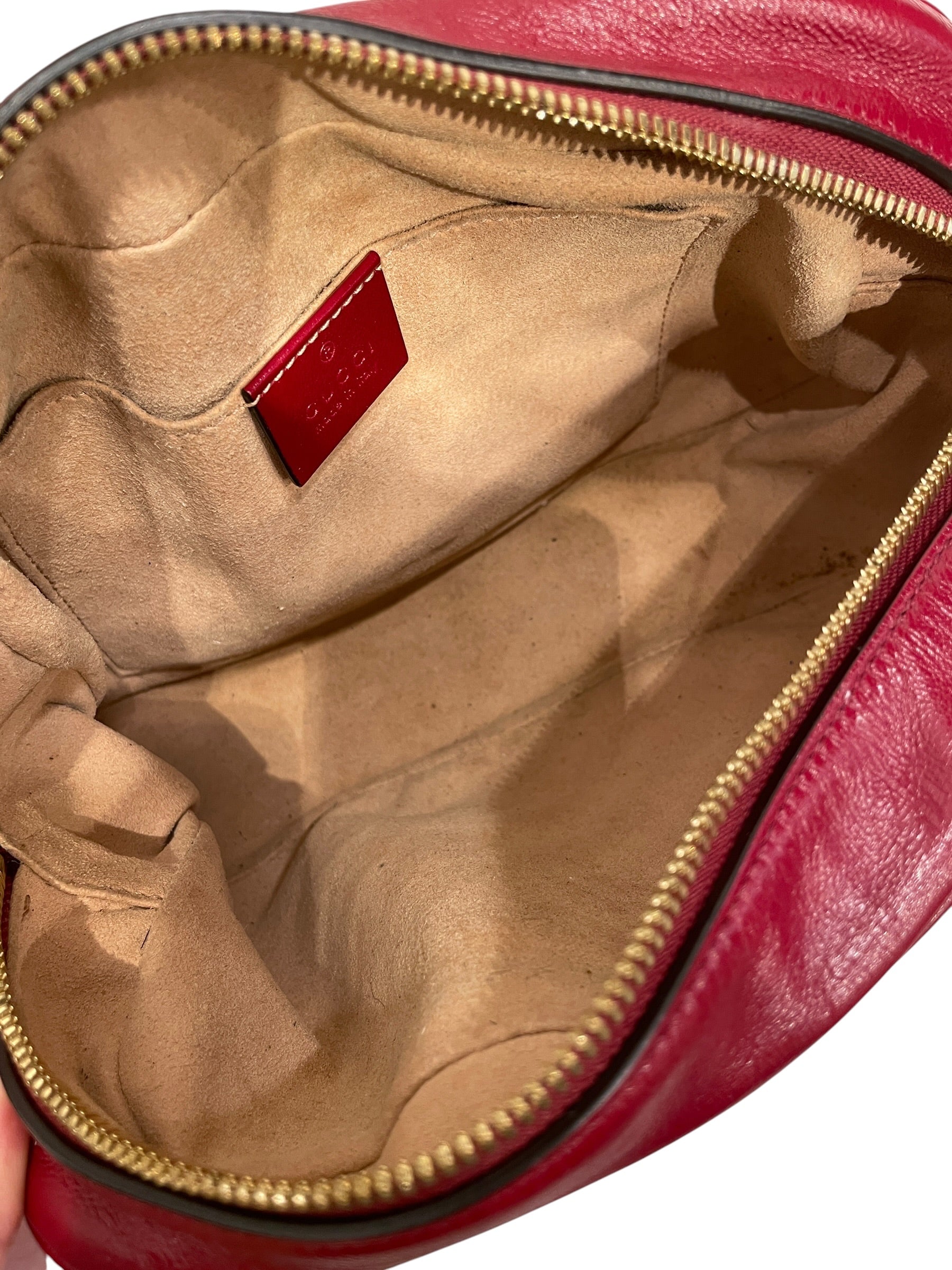 GUCCI/Cross Body Bag/Monogram/Cotton/KHK/RED LEATHER TRIM view 5