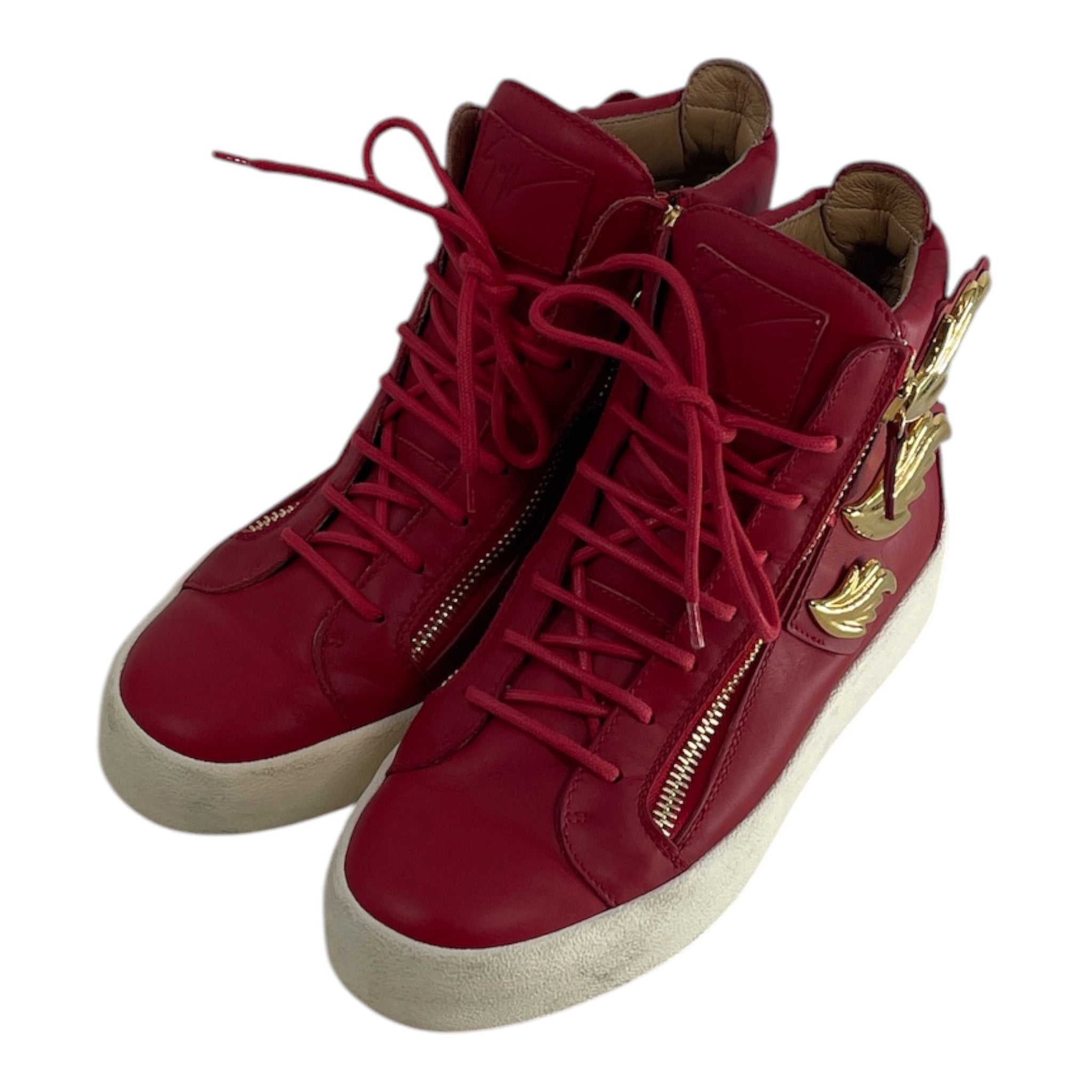 Giuseppe Zanotti/Hi-Sneakers/EU 41/Leather/RED/cruel summer wings in gold view 1