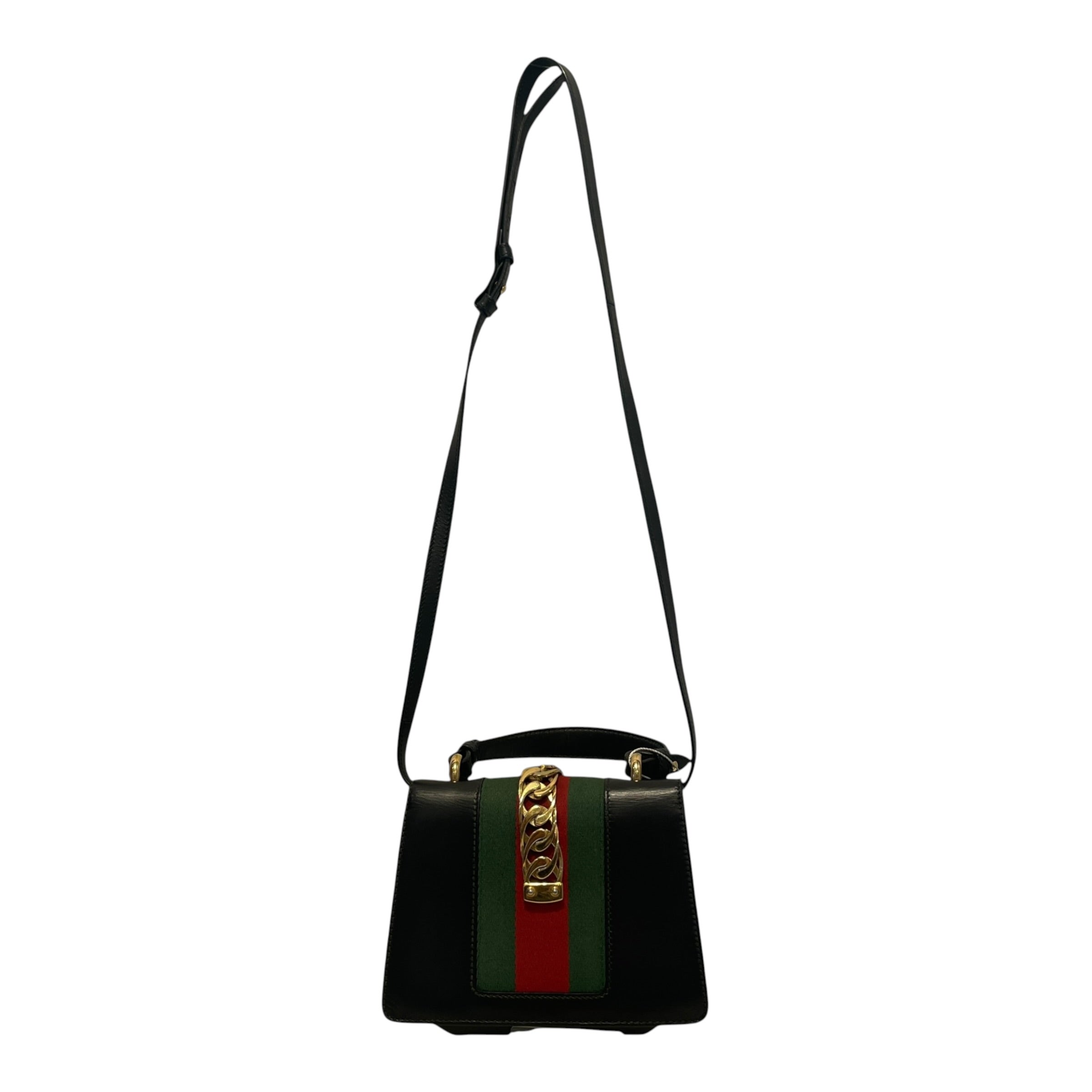 GUCCI/Cross Body Bag/Leather/BLK/Mini Sylvie Top Handle Bag view 2